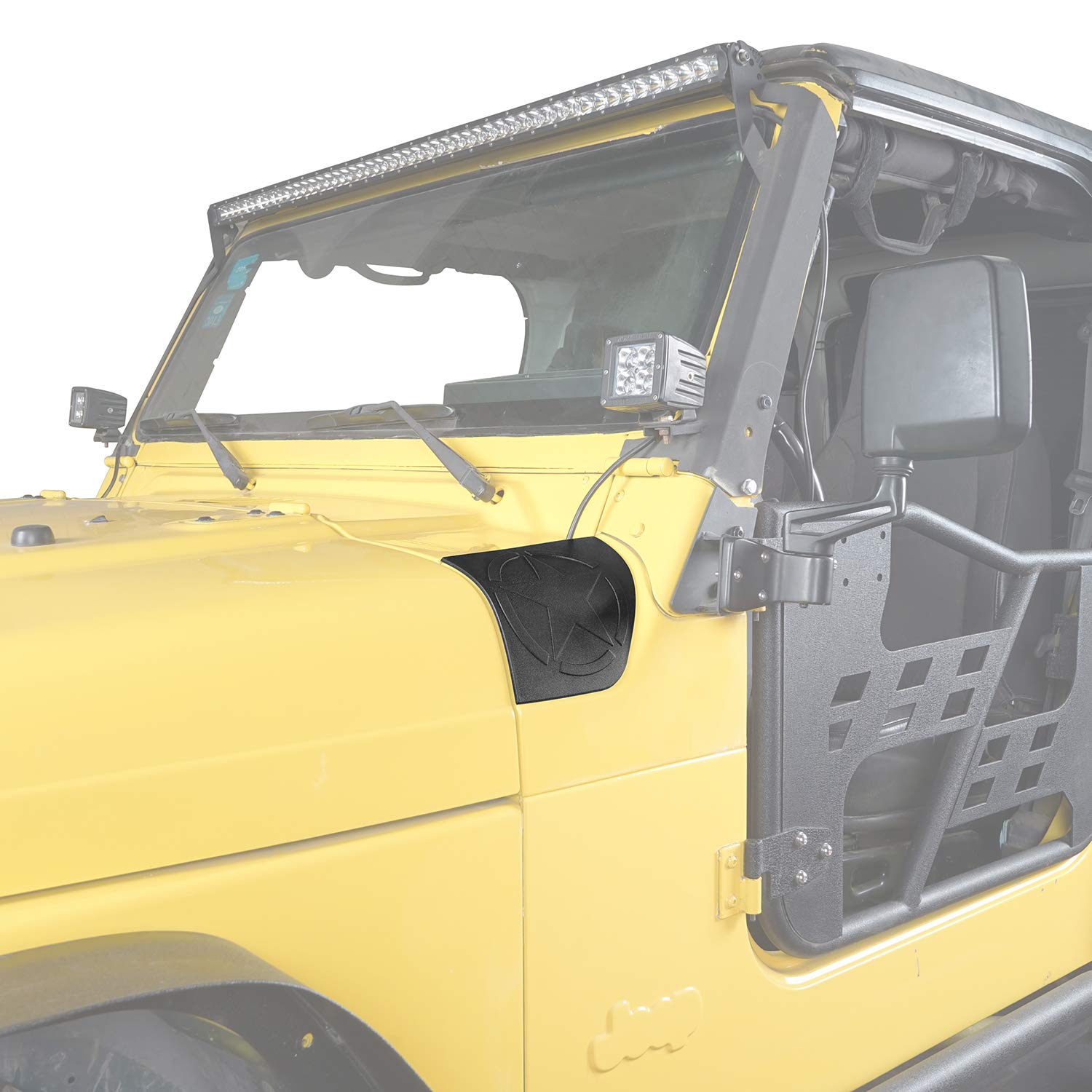 Hooke Road Matte Black Cowl Body Armor & Corner Guards with Star Logo for 1997-2006 Jeep Wrangler TJ - Off-Road Protection & Style Upgrade for Adventure Enthusiasts