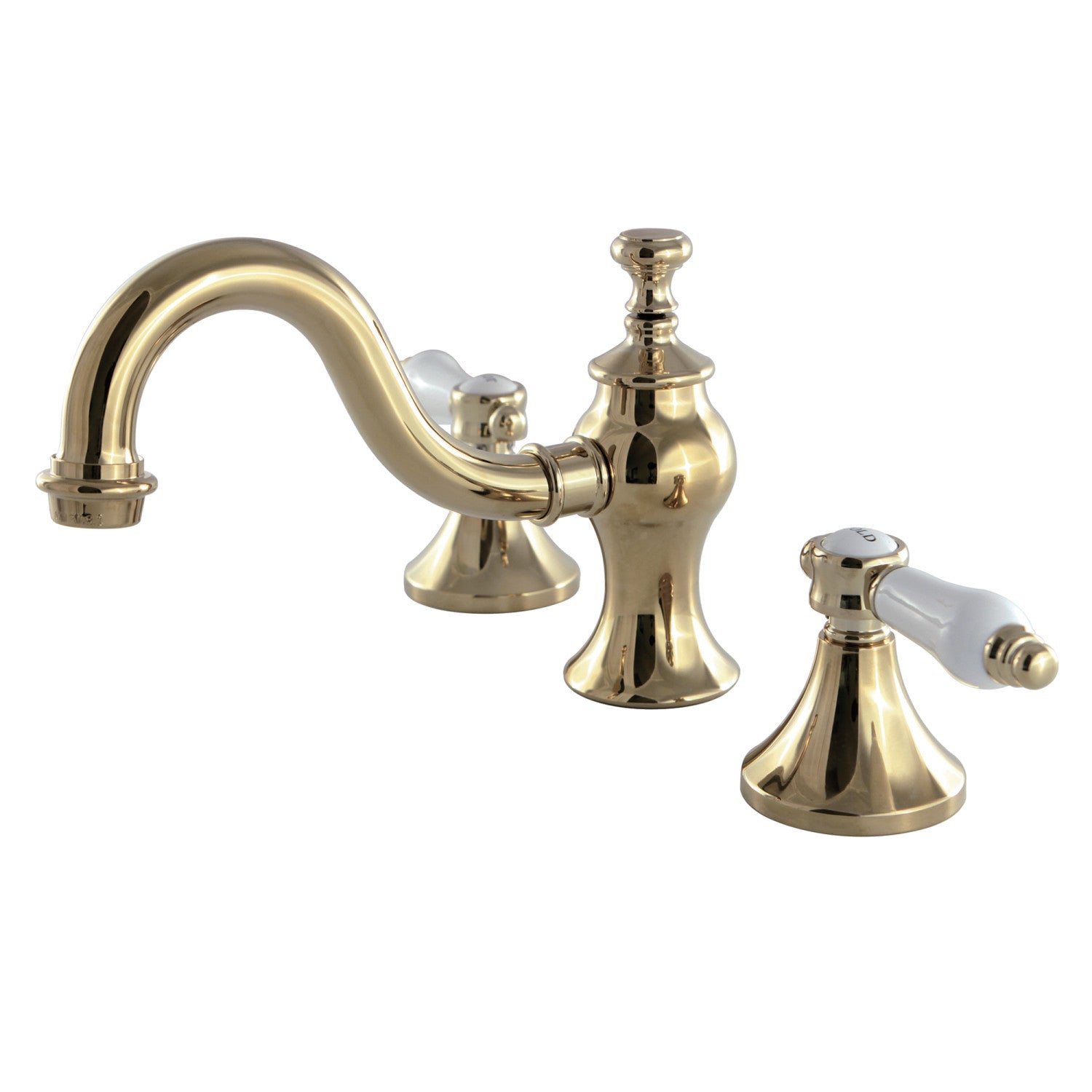 Bel Air KC7162BPL 3-Hole Widespread Bathroom Faucet with Brass Pop-Up Drain - Two Handle Deck Mount Sink Faucet in Polished Brass - Perfect for Modern Bathroom Vanities and Powder Rooms