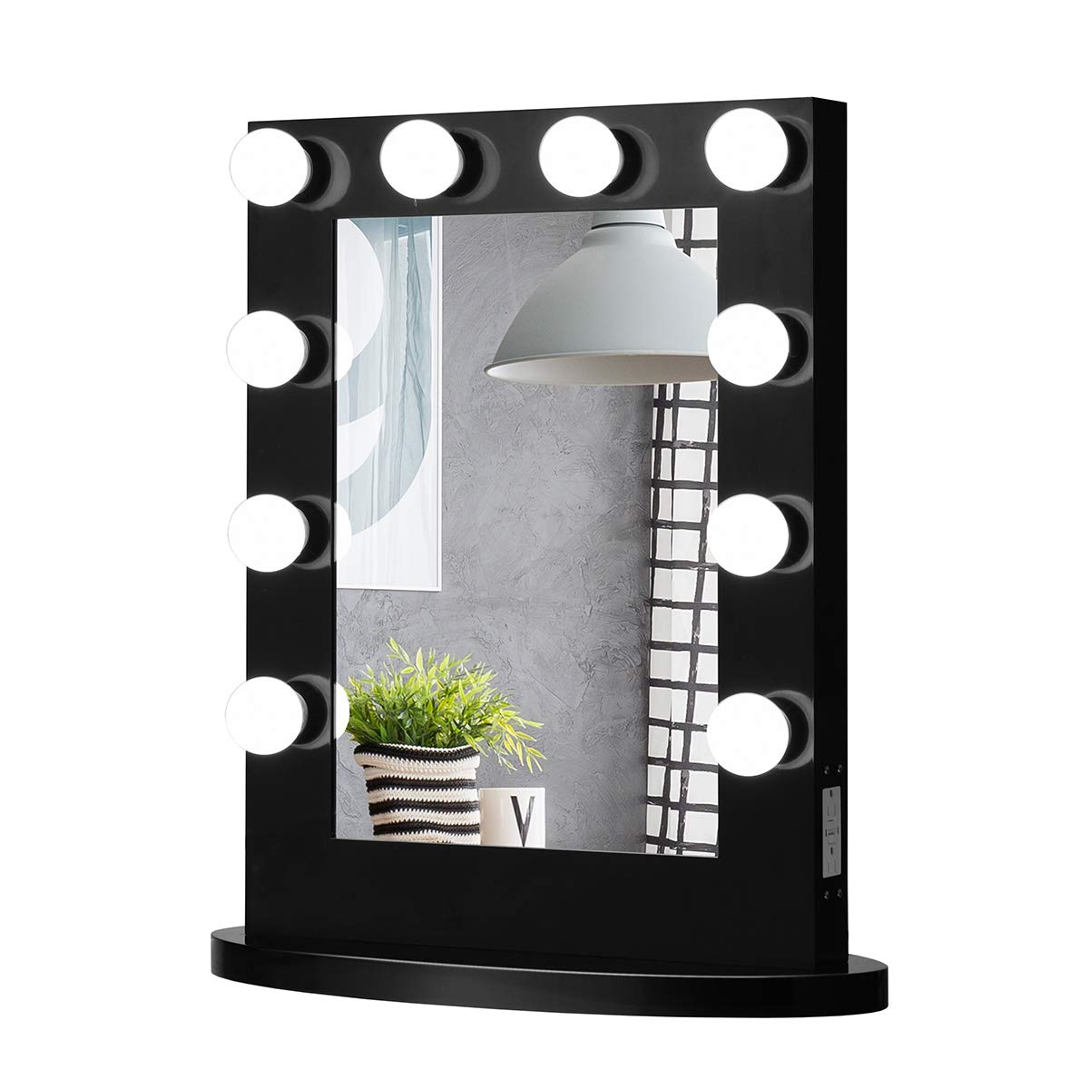 Tangkula Hollywood Makeup Vanity Mirror with LED Lights - Adjustable Standing Mirror with Detachable Base & Dimmer Control - Perfect for Dressing Room, Bedroom, Salon & Beauty Studio (Black)