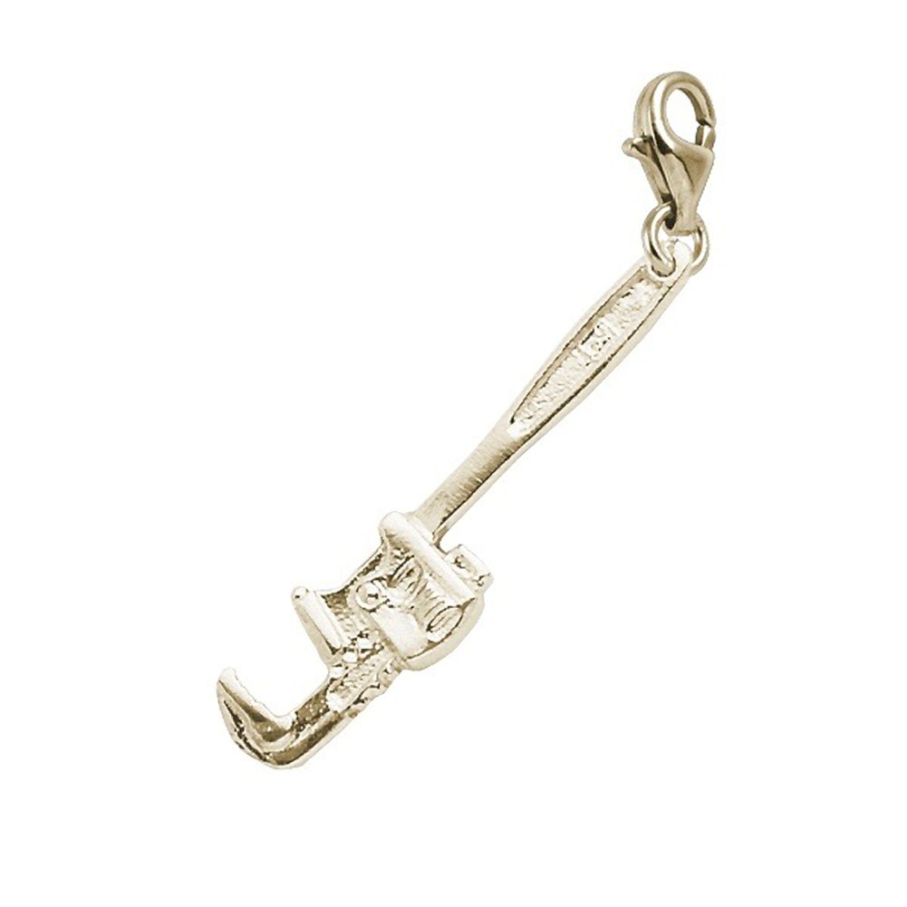 10K Yellow Gold Wrench Charm Pendant with Lobster Claw Clasp - Dainty Jewelry for Bracelets & Necklaces - Perfect for DIY Jewelry Making, Gifts, and Everyday Wear