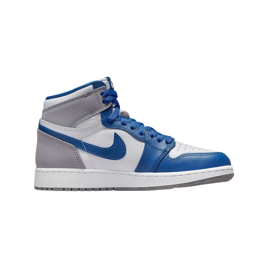 Air Jordan 1 High OG Retro GS Sneakers - True Blue, White & Cement Grey Colorway | Basketball Shoes for Women & Girls | Perfect for Streetwear, Gym & Casual Outfits