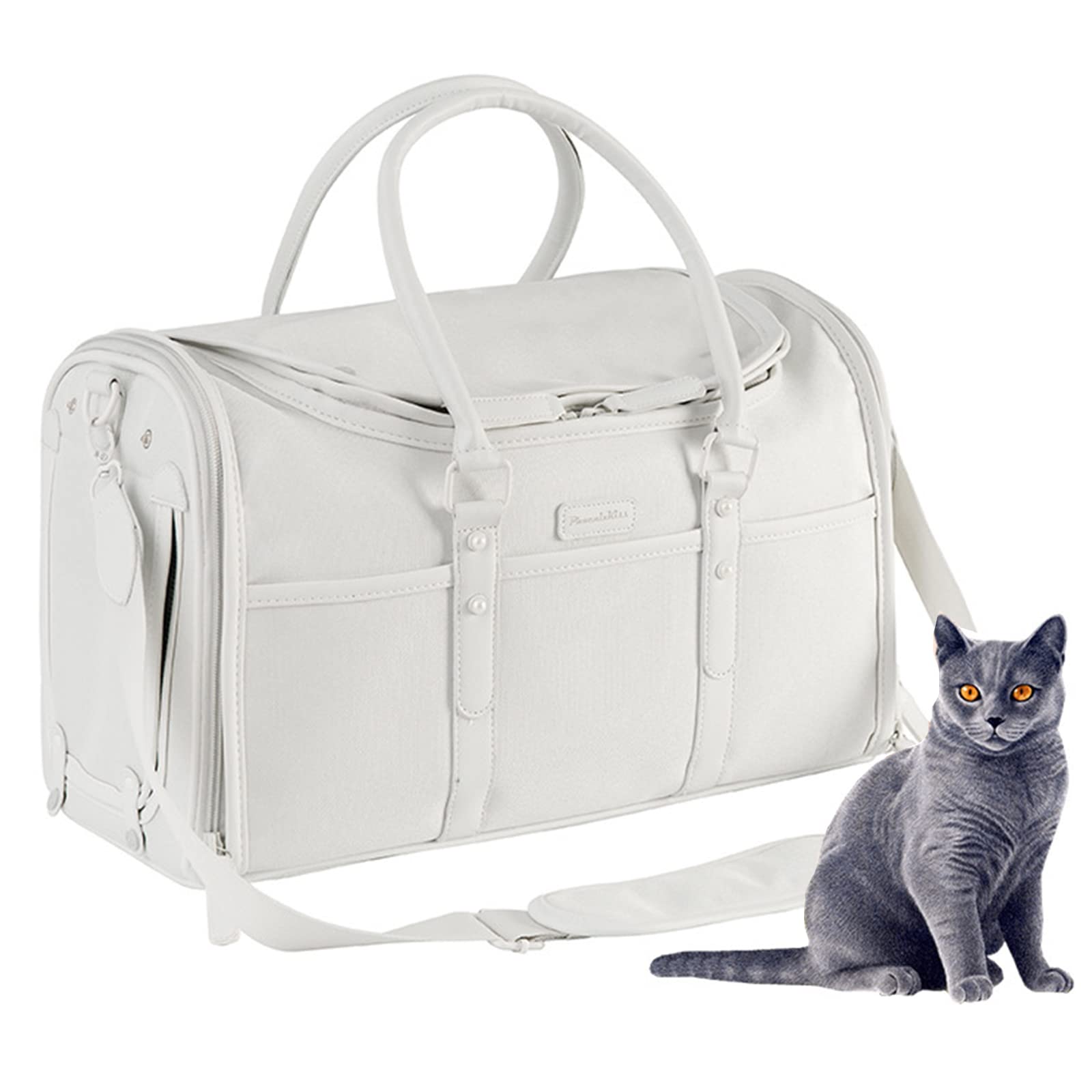 Soft-Sided Cat & Dog Carrier - Foldable, Airline Approved Pet Travel Bag with Shoulder Strap (42x23x22cm) - Perfect for Small Pets, Air Travel & Vet Visits