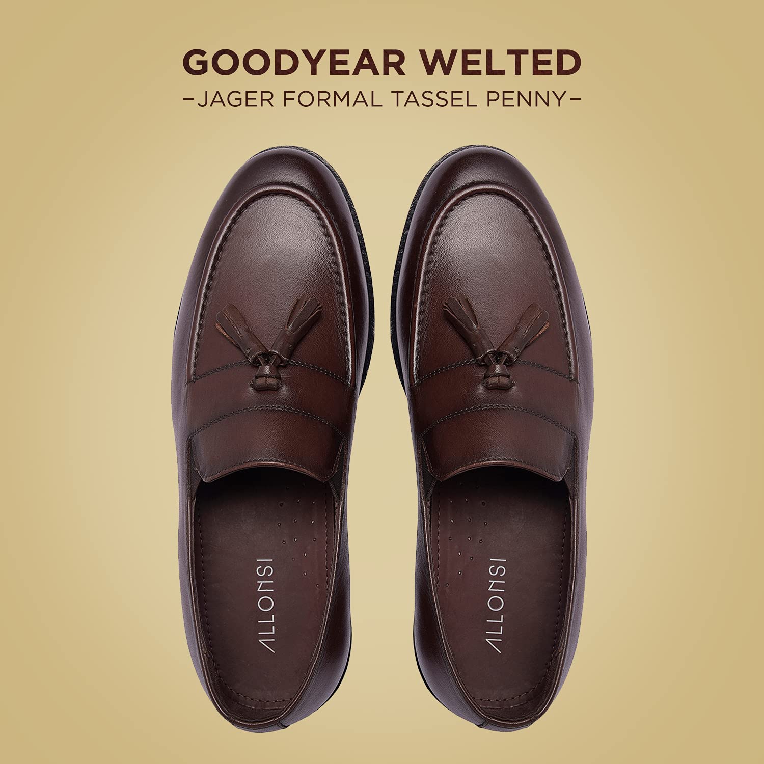 Premium Genuine Leather Men's Loafers with Tassel - Handcrafted Goodyear Welted Dress Shoes | Slip-On Comfort with Leather Sole | Perfect for Business, Office & Formal Occasions