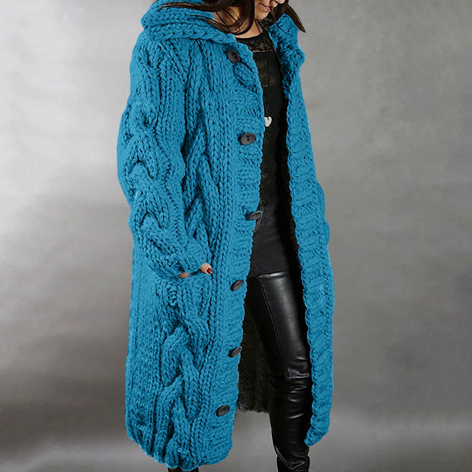 AMhomely Women's Chunky Knit Open Front Cardigan - Lightweight Long Sleeve Ribbed Sweater Jacket | UK Clearance | Perfect for Fall Layering, Office Wear & Casual Outfits