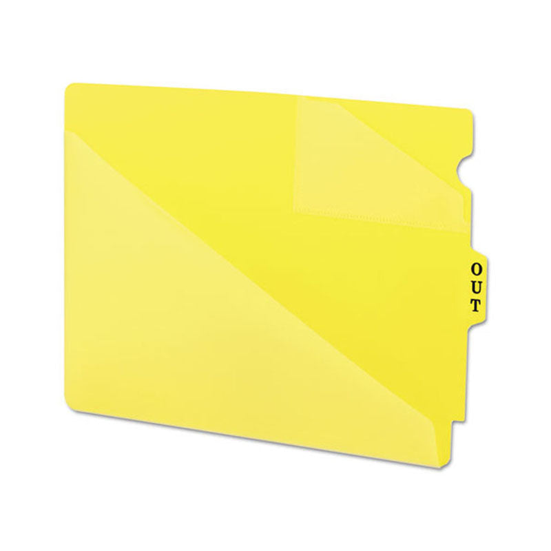 50 Pack Poly Out Guides with Diagonal Cut Pockets - Heavy Duty File Folders for Office Documents, School Papers & Business Records - Perfect for Filing Cabinets, Desk Organizers & Document Storage