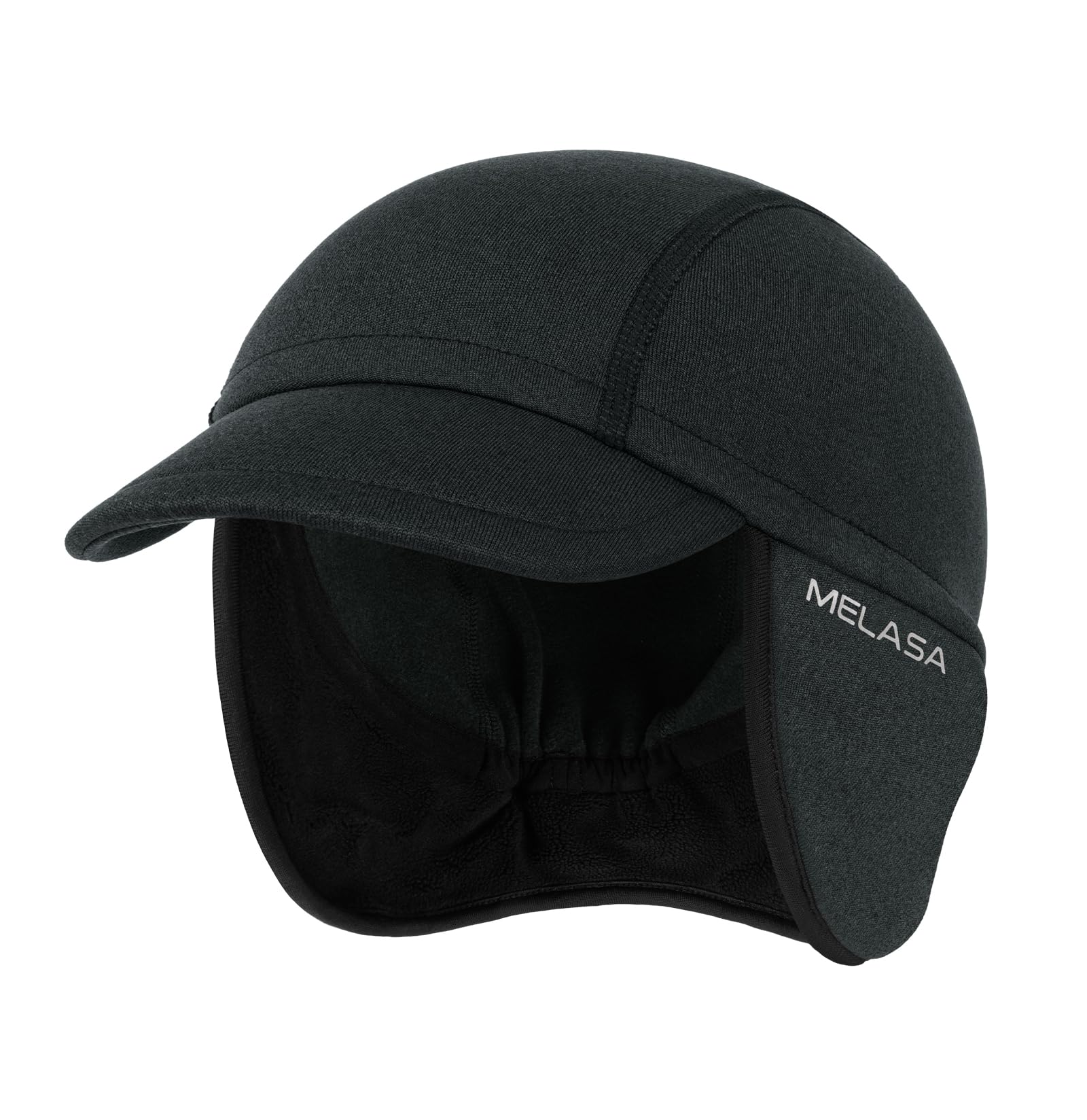 MELASA Winter Fleece Cycling Cap - Warm Skull Cap with Sun Visor for Men & Women - Bike Helmet Liner, Running Beanie for Cold Weather - Perfect for Cycling, Running, Skiing & Outdoor Sports