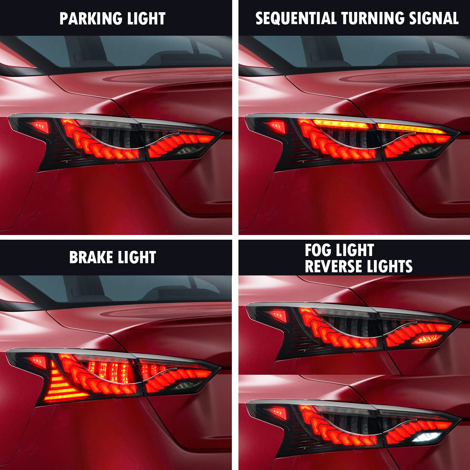 Premium LED Tail Lights for 2019-2024 Nissan Altima (6th Gen S/SR/SV/SL/Platinum) - 3D Animation DRL & Sequential Turn Signals - Waterproof & Easy Installation - Perfect for Night Driving & Car Customization