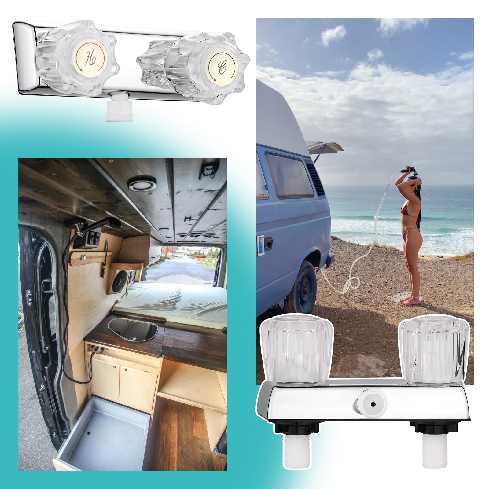 RV Shower Faucet Replacement - RV Camper Shower Mixing Valve with Diverter for Motorhome, Travel Trailer & Van - Perfect for Upgrading Bathroom Plumbing in Mobile Homes & RVs