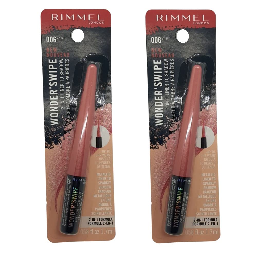 Rimmel London Wonder Swipe 2-in-1 Eyeliner & Eyeshadow - Pack of 2 in Shade My Bae #006 | Smudge-Proof & Long-Lasting for Day to Night Makeup Looks