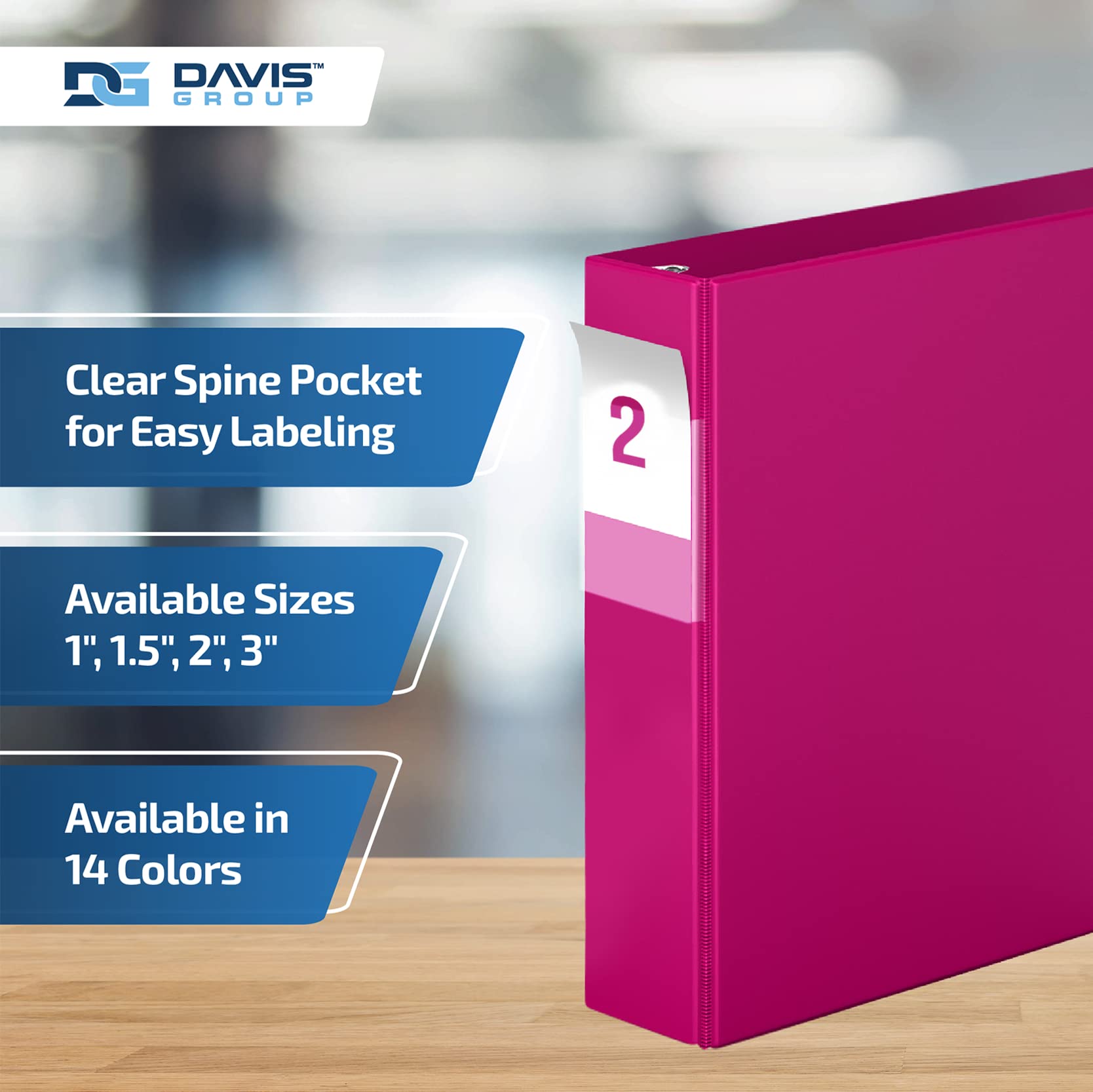 Premium 2-Inch 3-Ring Binders - D Ring Notebook Organizer for School, Office & Home - 6-Pack Colored Binders (Pink) - Perfect for Organizing Documents, Notes & Projects