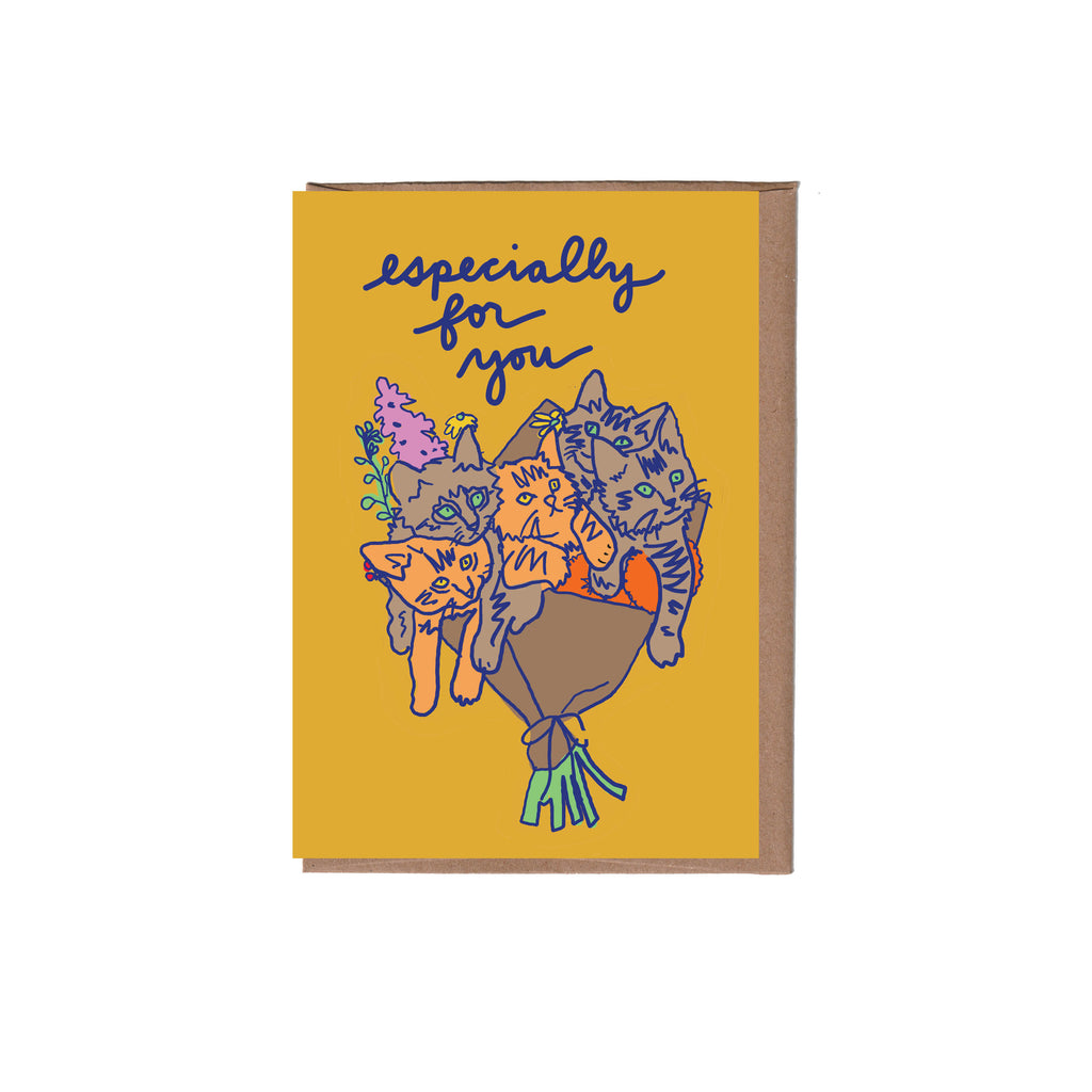 La Familia Green Mini Cat Bouquet Greeting Card - Perfect for Birthdays, Anniversaries & Special Occasions