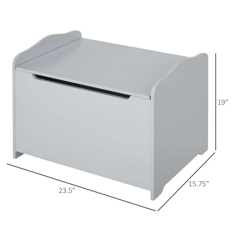 Wooden Toy Storage Organizer Chest with Magnetic Hinge - Large Storage Space & Ergonomic Groove Handle - Grey - Perfect for Kids' Room Organization & Toy Storage Solutions