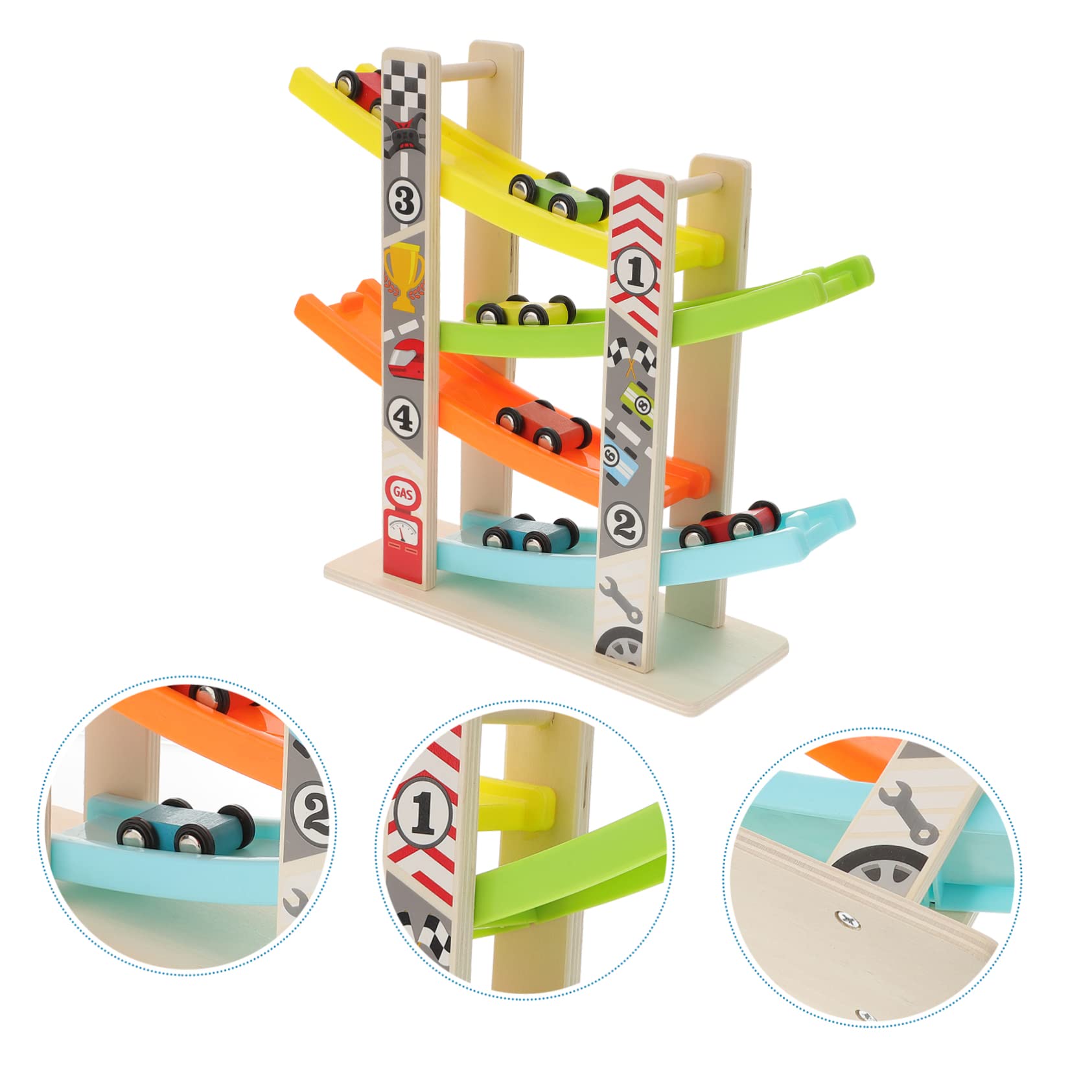 Toyvian Wooden Car Ramp Toy Set - 5 Piece Track & Ramp Raceway for Toddlers Age 2+ | Fun Educational STEM Toy for Boys & Girls | Great for Birthday Gifts & Indoor Playtime