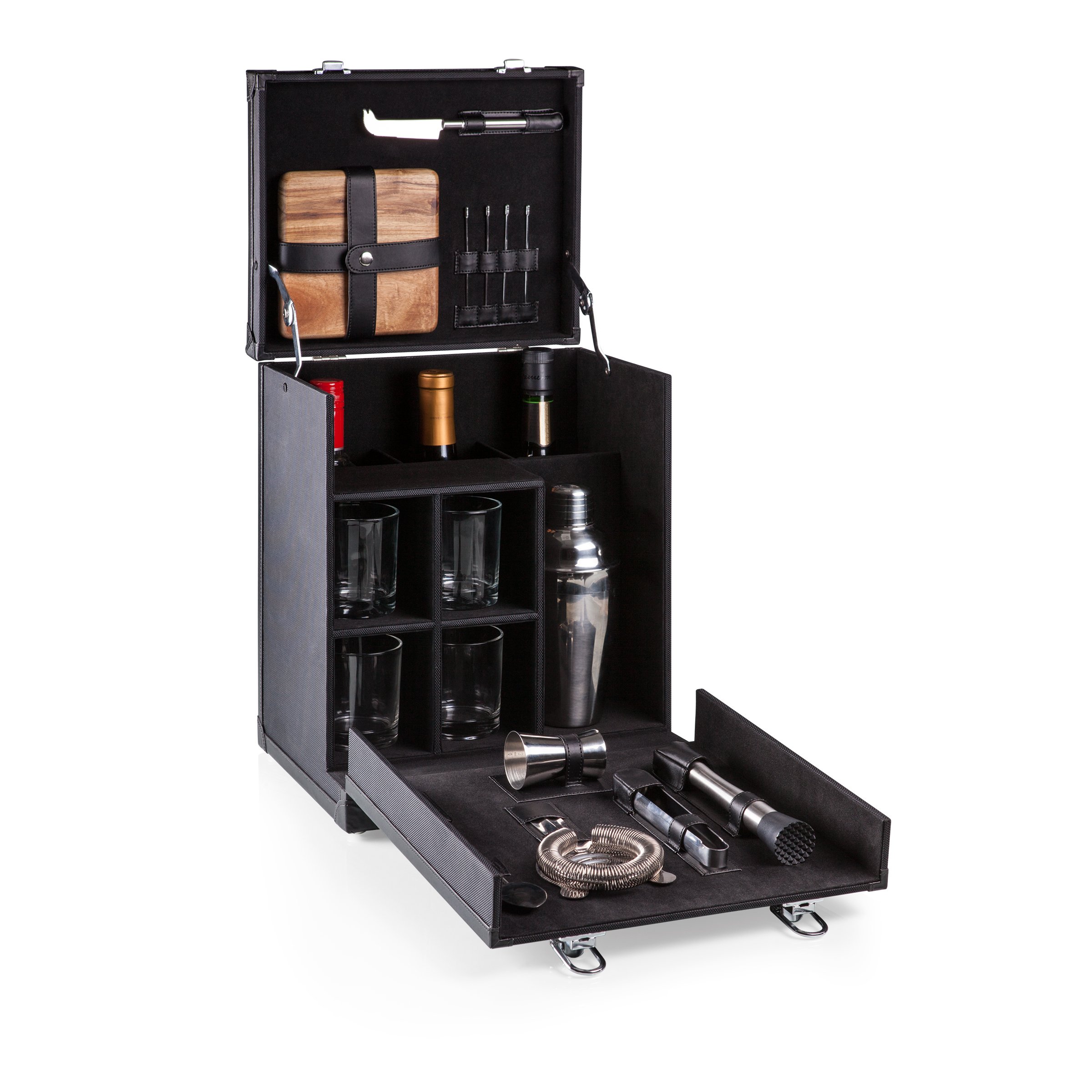 LEGACY by Picnic Time - Hamilton Portable Bartender Kit with Cocktail Shaker Set, Bar Tools Case (Black) - Perfect for Home Bars, Outdoor Parties & Travel Mixology