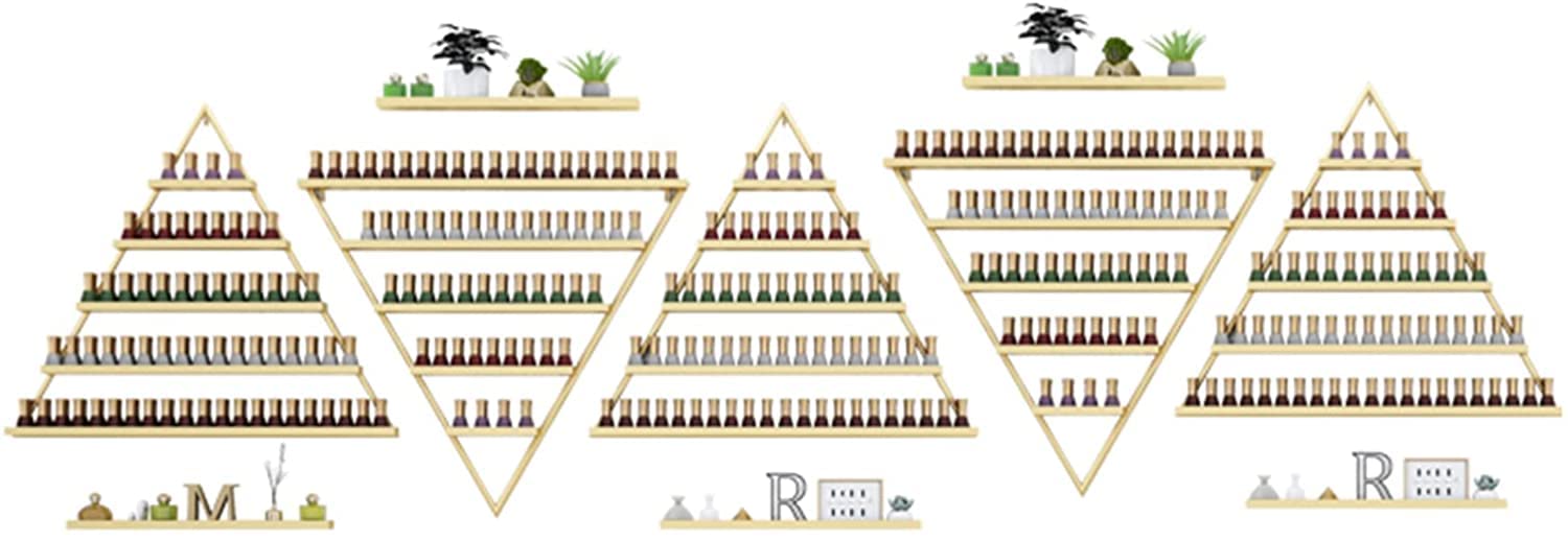 Wall Mounted Metal Nail Polish Bottle Storage and Display Rack - Triangular Nail Polish Holder Organizer for Salon & Retail Store - Gold 10-Piece Set Holds 550 Bottles - Perfect for Nail Salon Organization, Home Decor & Retail Display