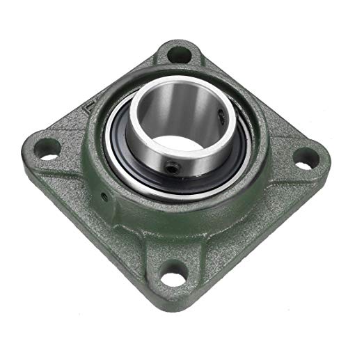 uxcell UCF210 Square Flanged Pillow Block Bearing - 50mm Bore Diameter, Cast Iron Housing with Chrome Steel Balls, Set Screw Locking - Ideal for Conveyor Systems, Agricultural Machinery & Industrial Equipment