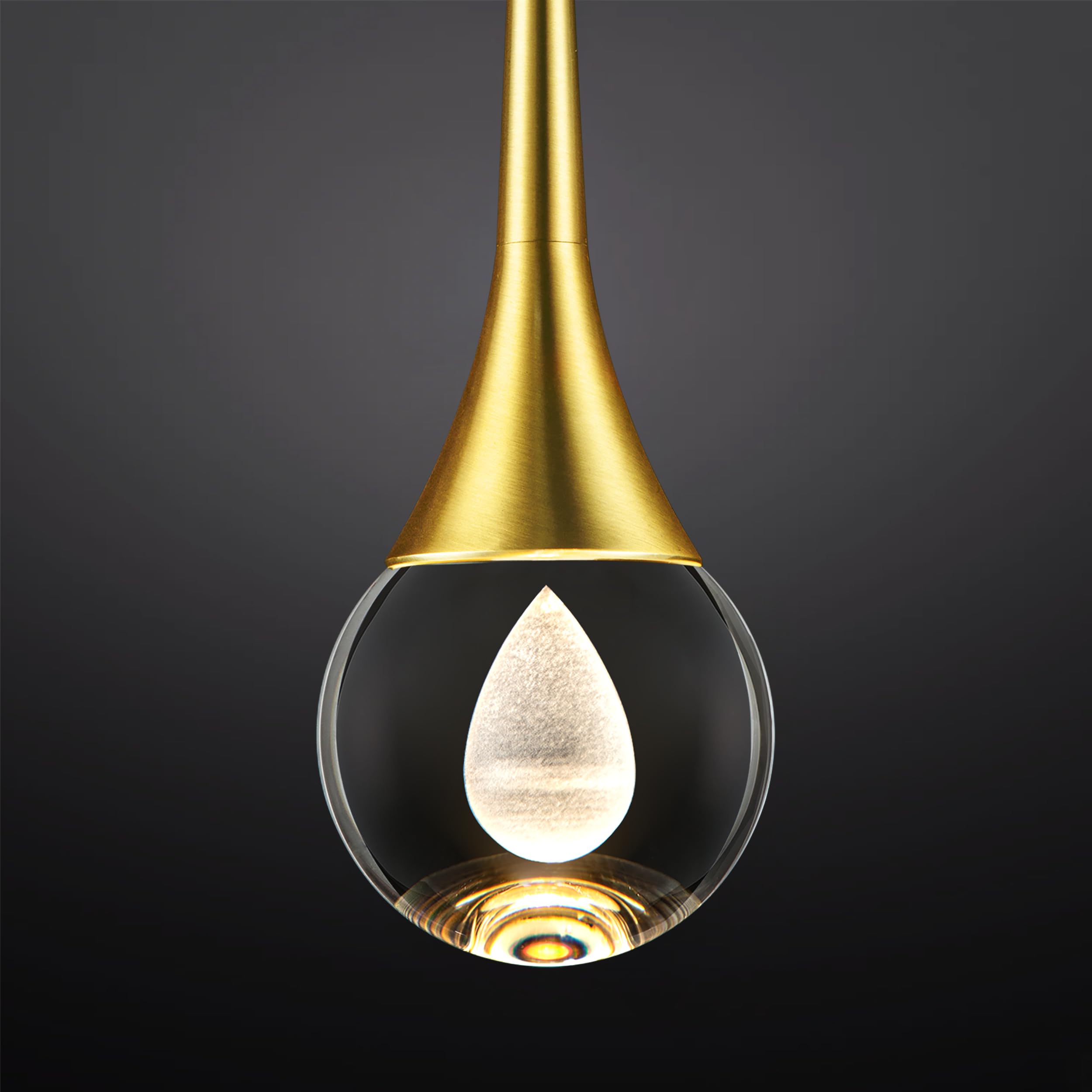 Modern Gold Teardrop Crystal Pendant Light - 8W Dimmable LED Mini Globe Fixture with 3 Color Temperatures for Kitchen Island, Bathroom & Bedroom | Elegant Lighting for Dining Rooms, Hallways and Entryways