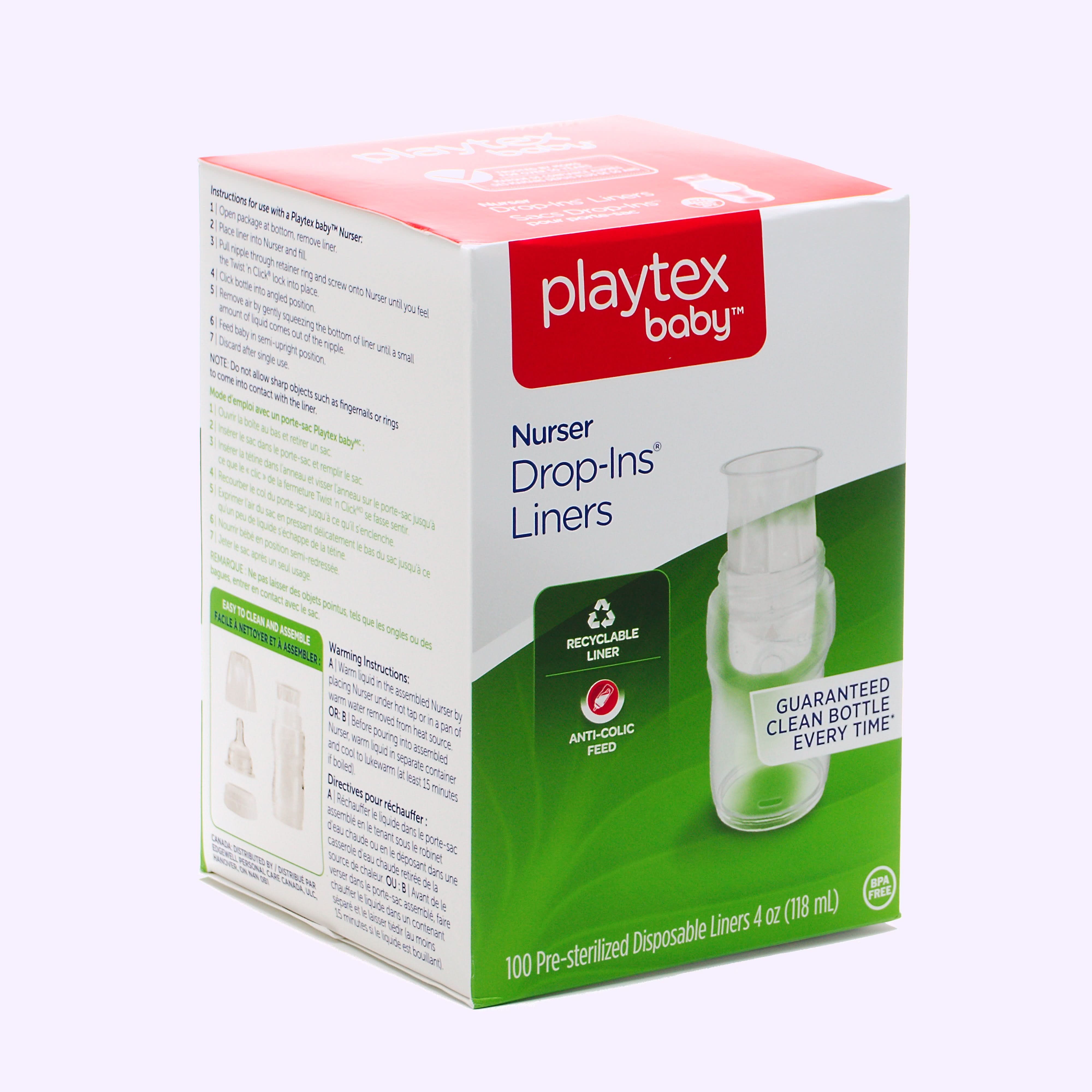 Playtex Baby Drop Ins Anti-Colic Disposable Bottle Liners - 3 Pack for Easy Feeding & Reduced Gas - Perfect for Travel, Daycare, and On-the-Go Parents