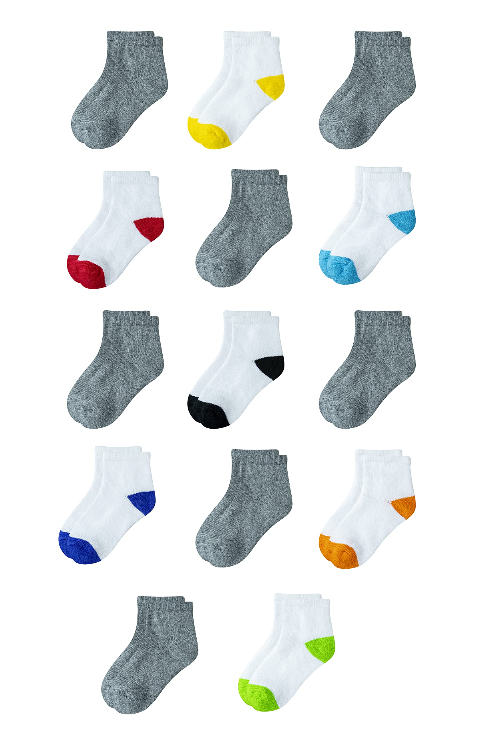 Amazon Essentials Unisex Kids & Toddlers' Cotton Ankle Socks - 14 Pairs Pack, Breathable & Comfortable for Everyday Wear, School, Sports & Playtime