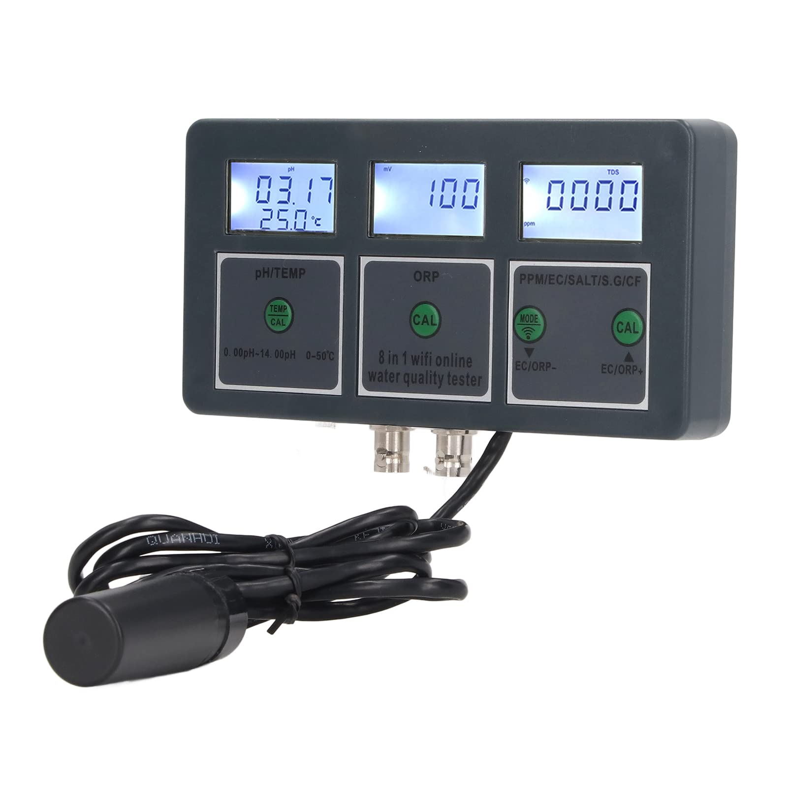 8-in-1 Digital Aquarium Water Tester with pH, Ammonia, Nitrate & More | Smart APP Monitoring for Fish Tanks, Hydroponics & Lab Use | Perfect for Home Aquariums, Pond Maintenance & Water Quality Testing
