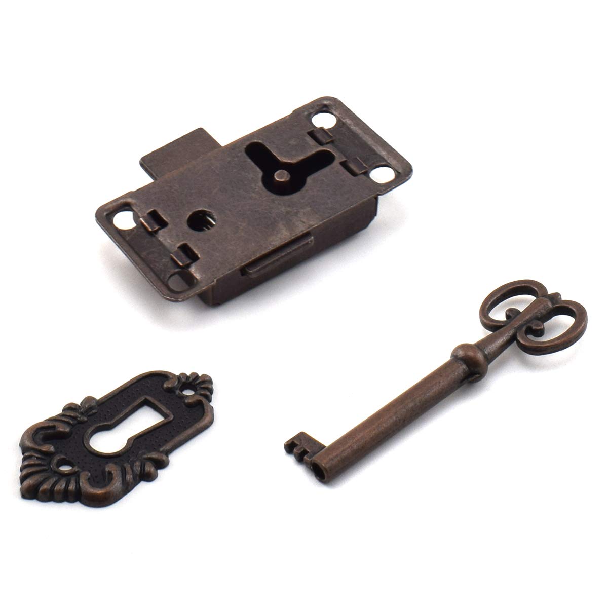 Vintage Style Square Spring Latch Lock with Key - SDTC Tech Retro Desk Drawer Lock for Office Desk, Jewelry Box, Cabinet & Cupboard (Red Bronze) | Secure Storage Solution for Home & Office Organization