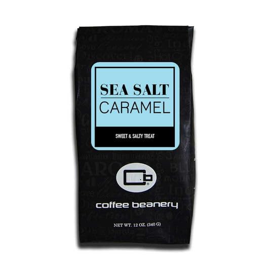 Sea Salt Caramel Flavored Whole Bean Coffee by Coffee Beanery | 12oz Medium Roast 100% Arabica Specialty Gourmet Coffee Beans | Perfect for Home Brewing, Office Use & Gift Giving