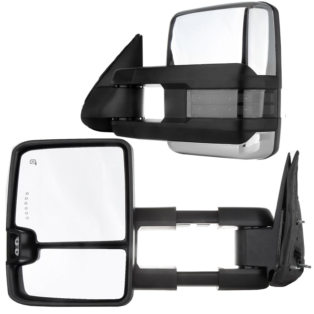 AUTOMUTO Power Heated Towing Mirrors with Turn Signal Light - Compatible with Cadillac Escalade, Chevy & GMC Sierra Pickup Truck (1999-2002) - Driver & Passenger Side - Perfect for Safe Towing & Enhanced Visibility in Winter Conditions