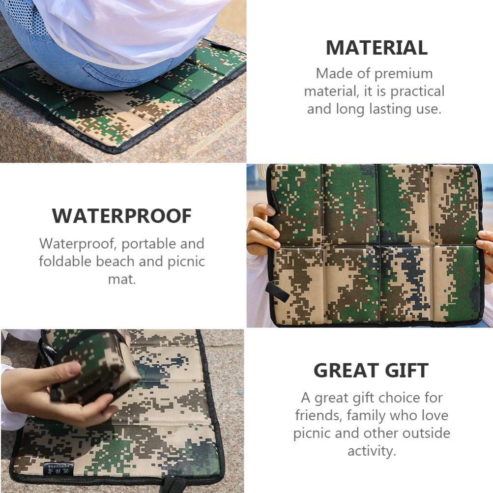 BESPORTBLE Camouflage Foldable Camping Seat Pad - 4 Pack, Portable Outdoor Cushion for Camping, Backpacking, Hiking & Travel - Perfect for Picnics, Beach, Stadiums and Outdoor Adventures