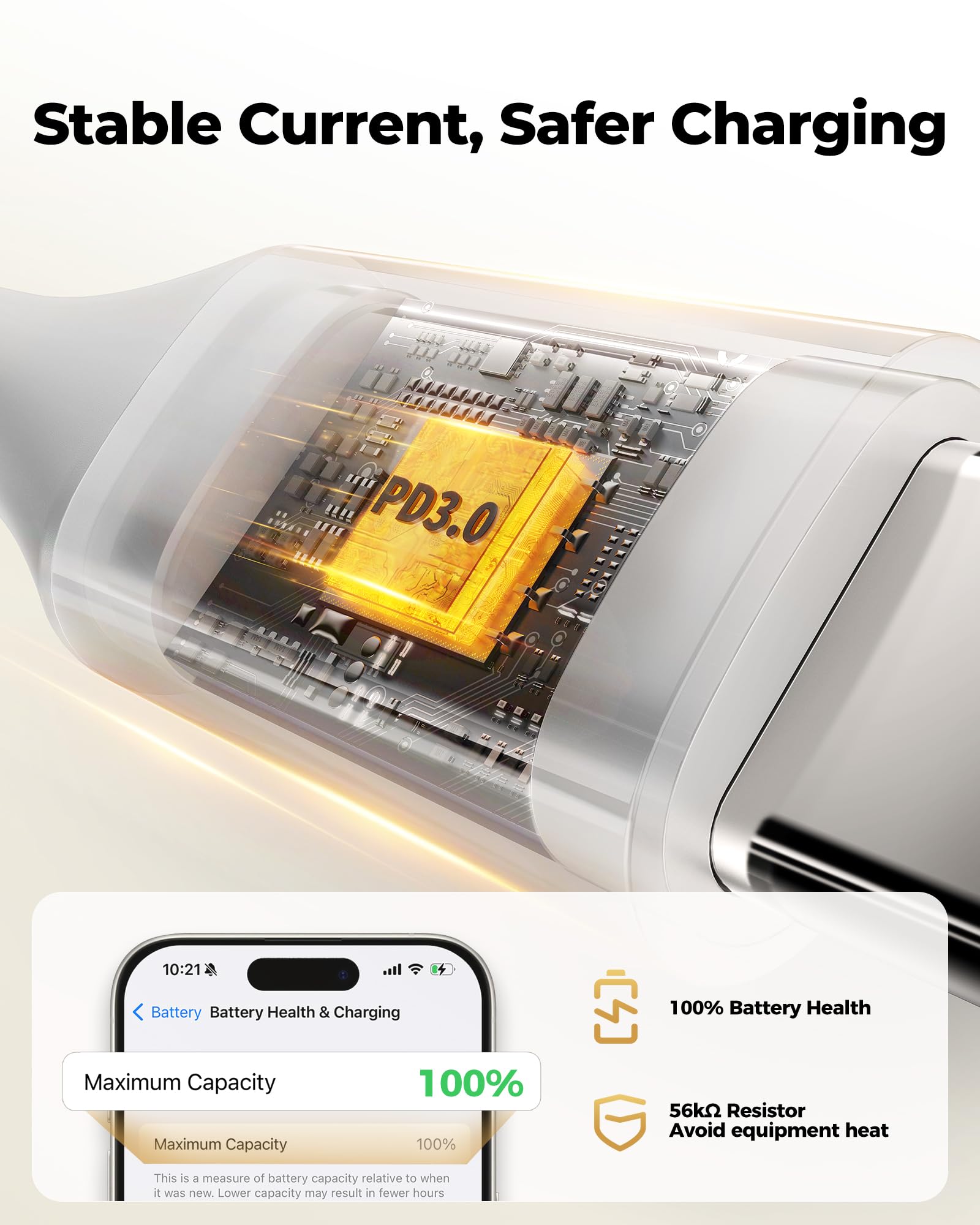 Premium 60W USB C to USB C Fast Charging Cable 0.5M - PD Compatible for iPhone 15 Series, Samsung Galaxy S23 Ultra, iPad Pro 2022, MacBook Pro 2023, Google Pixel 7/Pro - Perfect for Home, Office & Travel Charging Needs