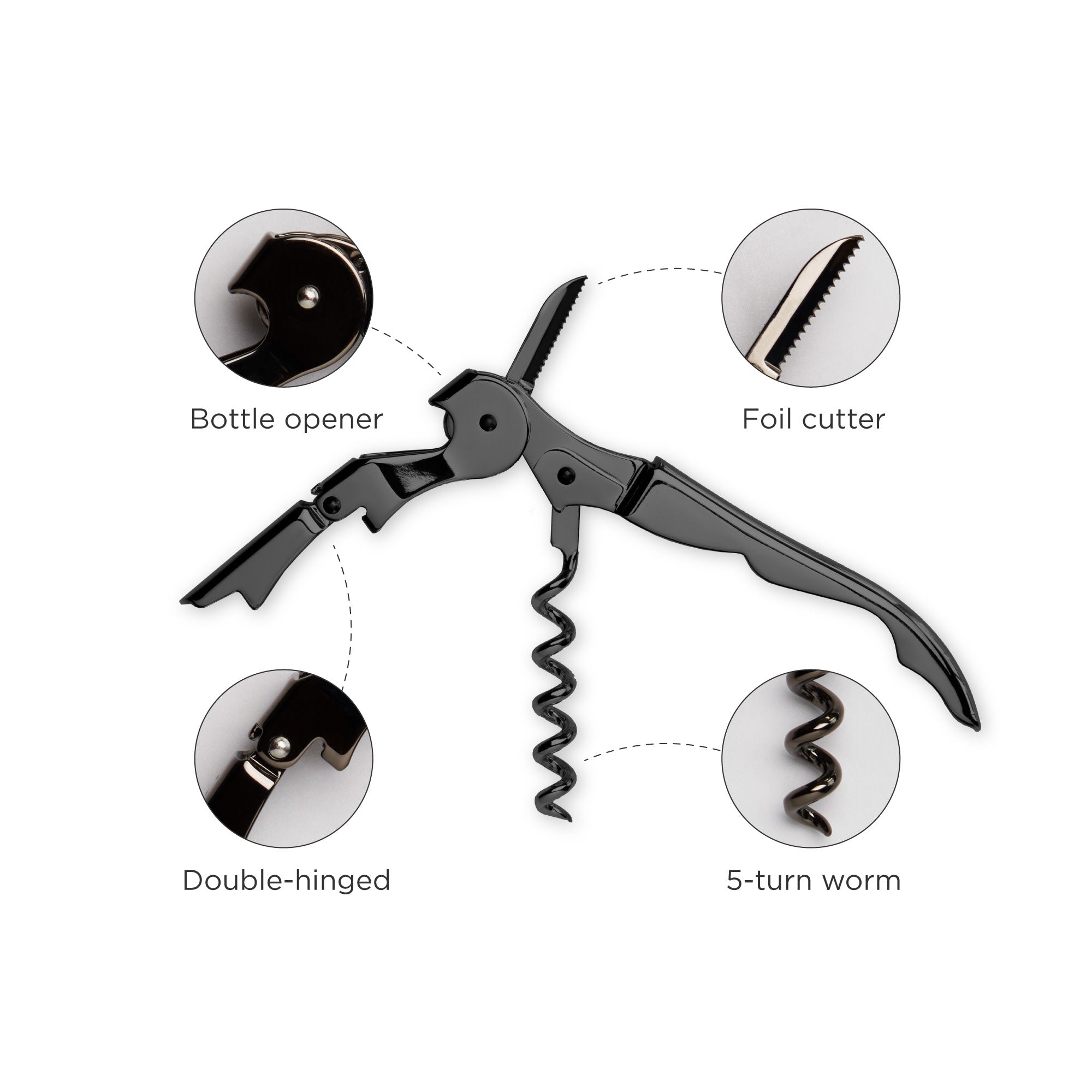 Warren Signature Waiter's Corkscrew - Professional Wine Opener with Foil Cutter & Bottle Opener - Perfect for Restaurants, Bars, and Home Wine Enthusiasts