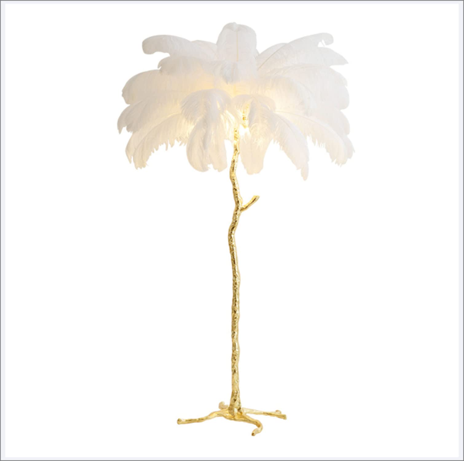 Nordic LED Feather Floor Lamp - Modern Resin Ostrich Feather Standing Light, Tall Pole Lamp for Living Room, Bedroom, Nursery, Office & Reading Corner - Soft Pink Ambient Lighting for Cozy Nights & Relaxation
