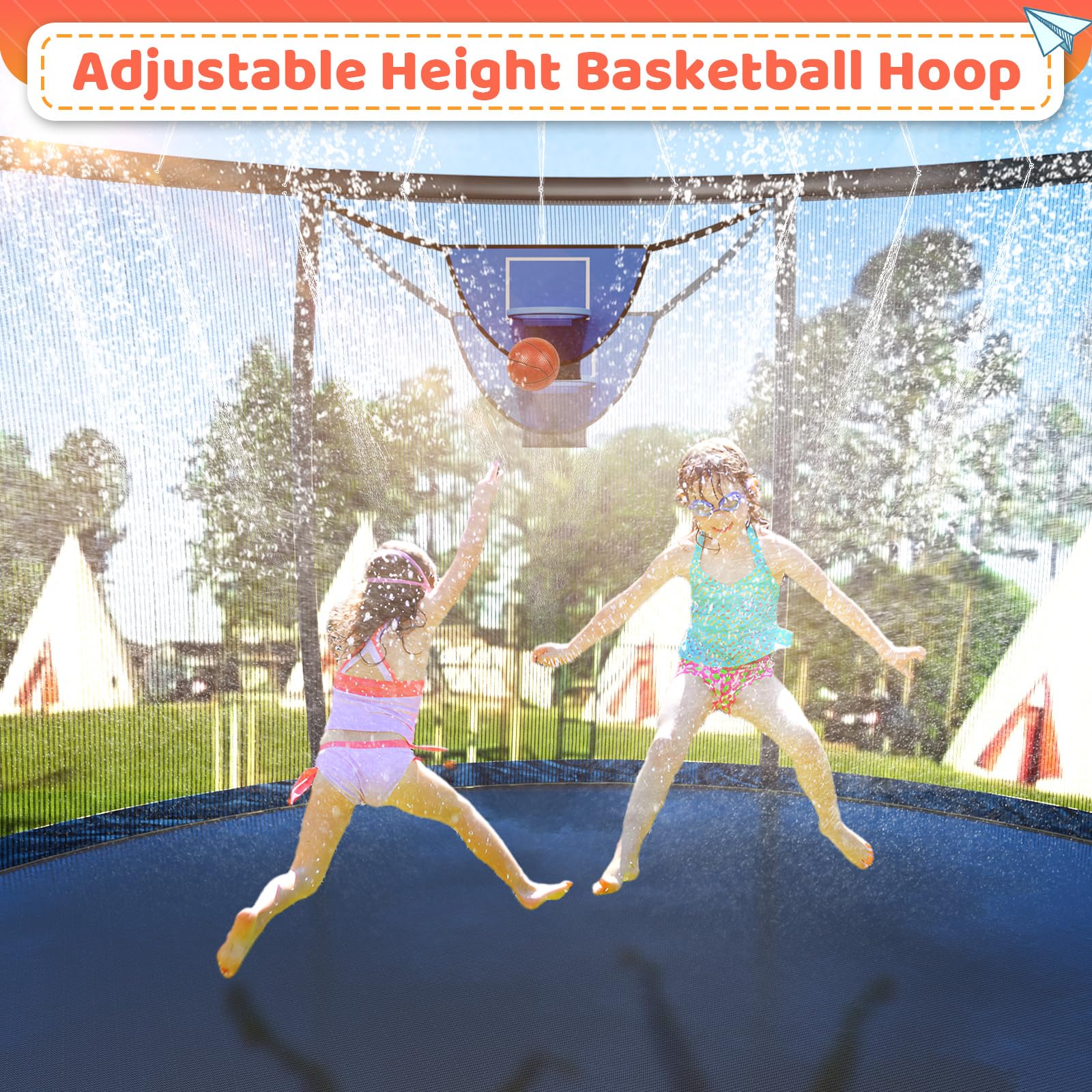 8FT 10FT 12FT 14FT 16FT Outdoor Trampoline for Kids & Adults - Pumpkin Shape with Safety Net, Ladder & Coated Metal Frame - ASTM Approved Large Backyard Trampoline for Family Fun, Birthday Parties & Outdoor Exercise