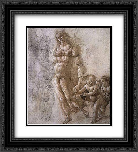 Botticelli Allegory of Abundance 20x22 Inch Black Ornate Framed Art Print with Double Mat - Renaissance Wall Decor for Living Room, Bedroom & Office