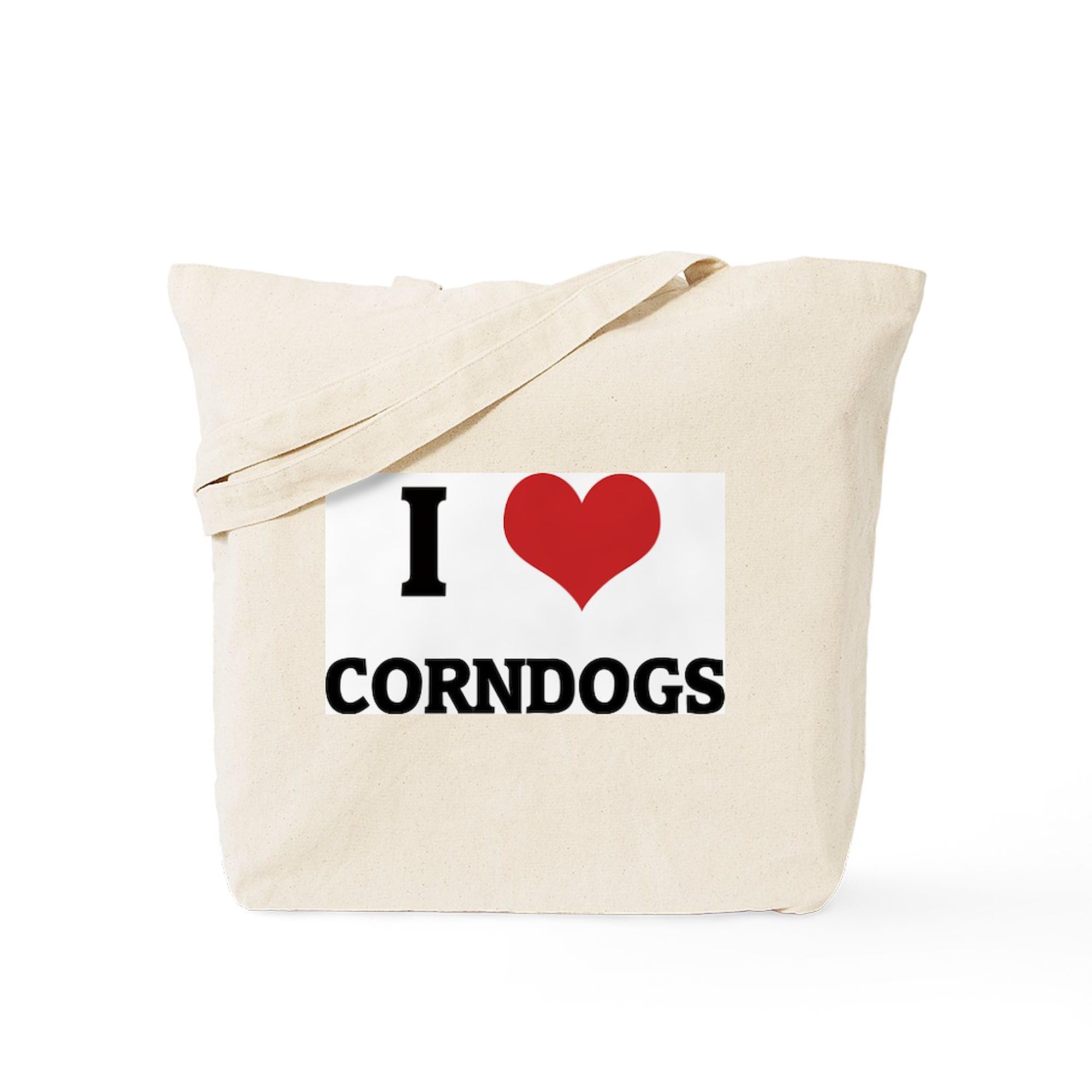 I Love Corndogs Tote Bag - Natural Canvas Reusable Grocery Shopping Bag for Farmers Market, Beach & Picnic | Eco-Friendly Carryall by CafePress