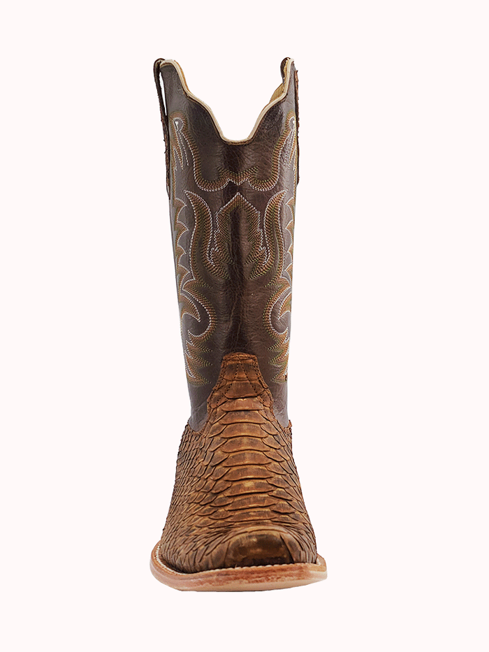 R.Watson RW7911 Men's Beige Sueded Python Western Boots - Tan Cowboy Boots for Men, Comfortable & Stylish for Country Riding, Rodeo, and Western Fashion