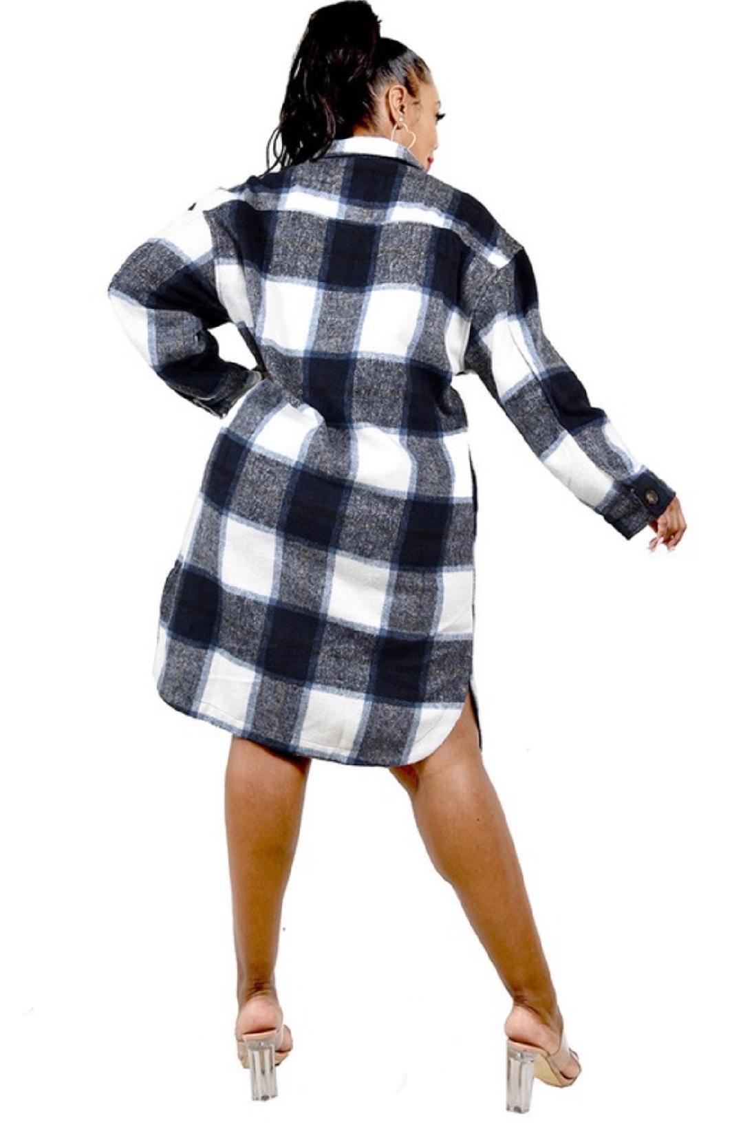 Stylish Well Plaid Shacket for Women - Navy Blue Flannel Shirt Jacket with Curved Hem | Perfect for Fall Layering, Casual Outfits & Outdoor Adventures