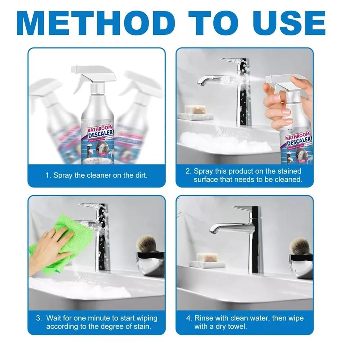 **Acssart Powerful Bathroom Descaler & Cleaner - All-Purpose Foam Spray for Stubborn Stains, Limescale & Soap Scum (2 Pack) - Ideal for Showers, Sinks, Tiles & Bathtubs**