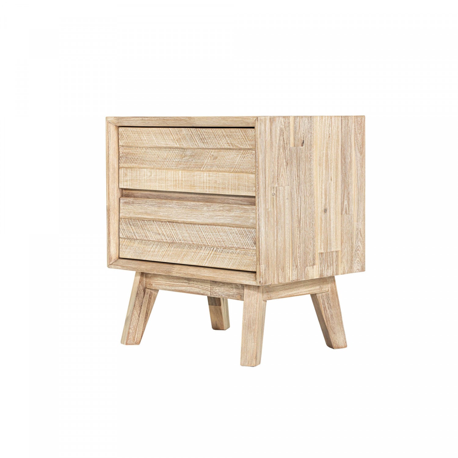 Abenra 2-Drawer Nightstand with Light Driftwood Finish - Modern Bedside Table for Bedroom, Living Room & Guest Room