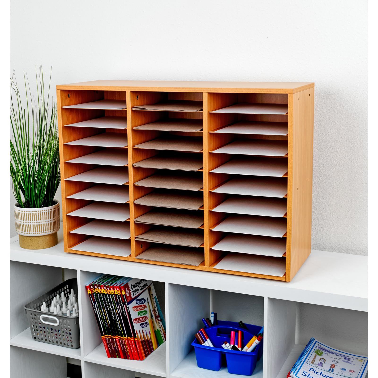 Really Good Stuff Classroom Oak Mail Center - 27 Slots, 32