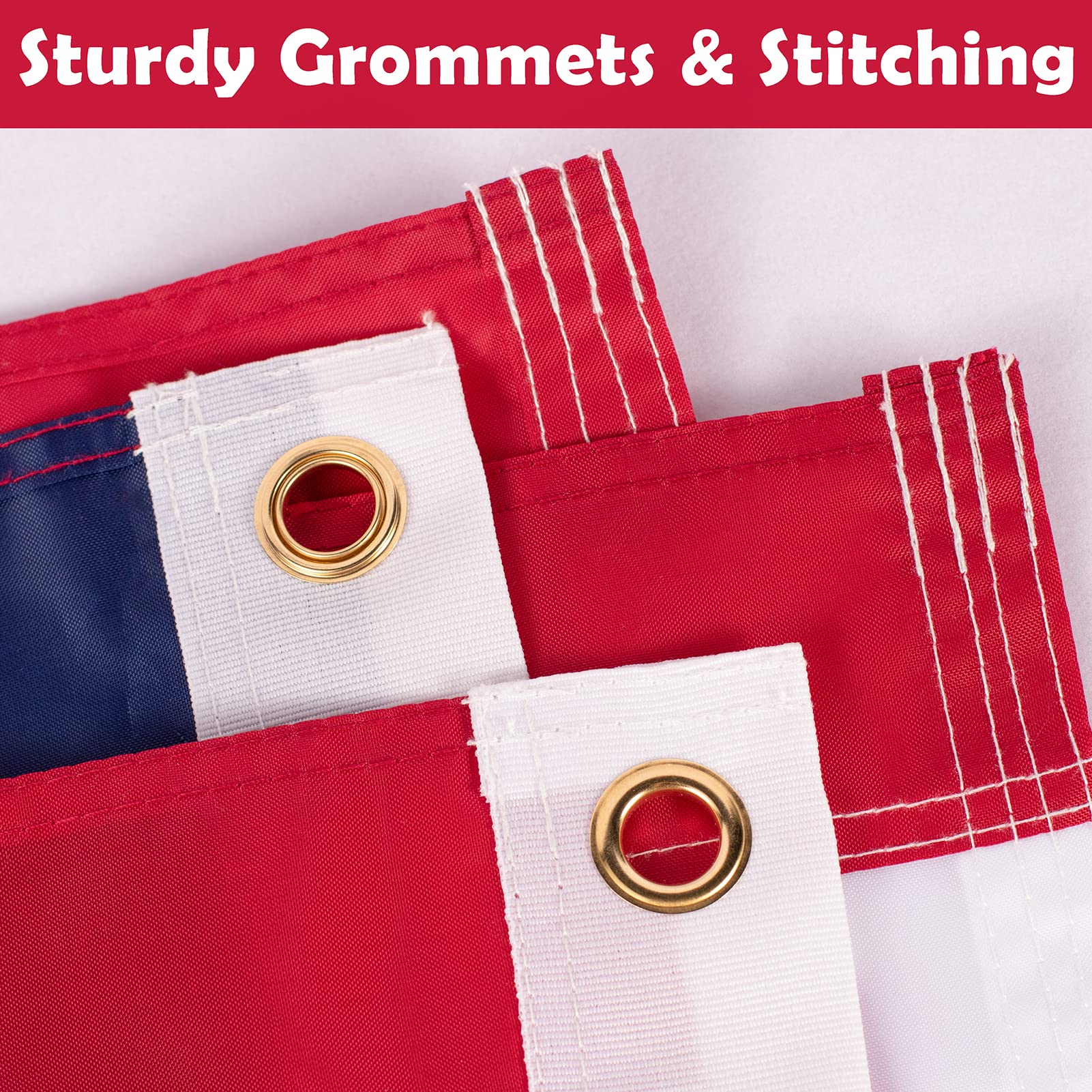 3x5 Heavy Duty American Flag - Outdoor US Flag with Embroidered Stars & Brass Grommets - Durable Sewn USA Flag for Patio, Garden, and Home Decoration
