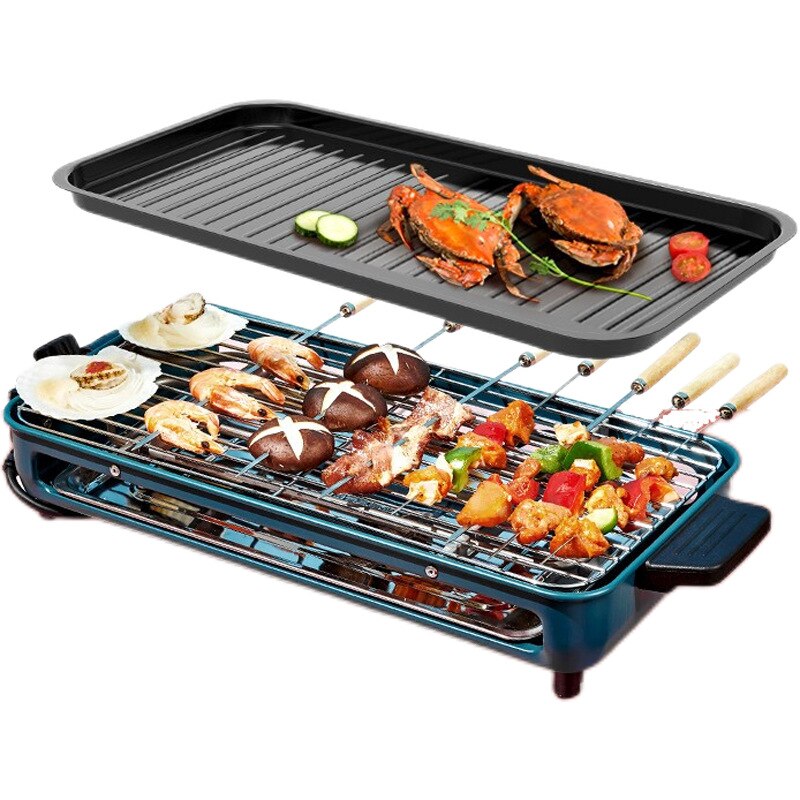 1500W Portable Smokeless Electric Grill Pan - Non-Stick Indoor/Outdoor BBQ Griddle for Home, Camping & Parties - Perfect for Grilling Steaks, Burgers, Vegetables & More