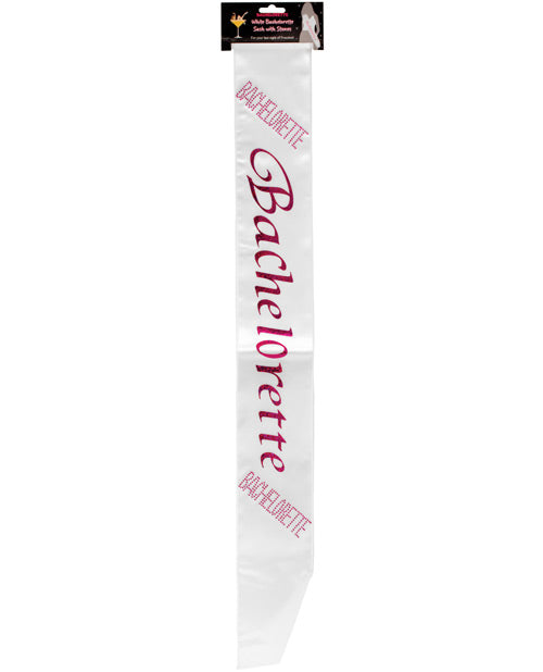 Sparkling Bachelorette Sash with Rhinestones - Elegant White Bridal Party Accessory for Bachelorette Parties, Bridal Showers & Girls Night Out
