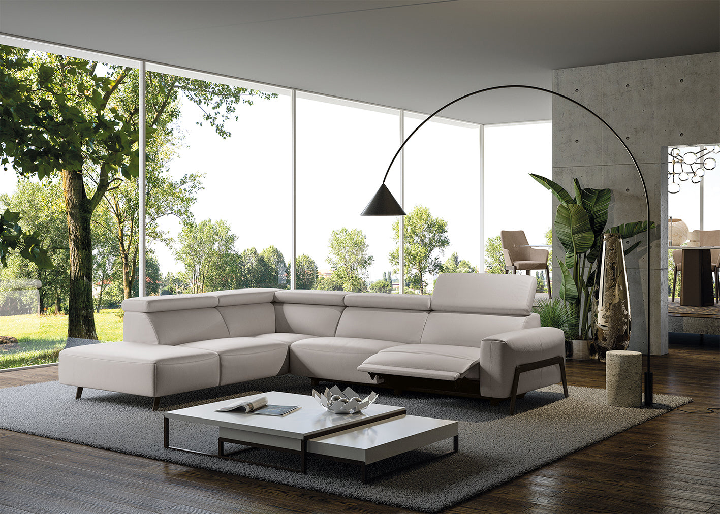 INNOVA ITALIA Claire Genuine Leather Sectional Sofa with Power Recliner - Modern Living Room Furniture for Home Theater & Family Gatherings
