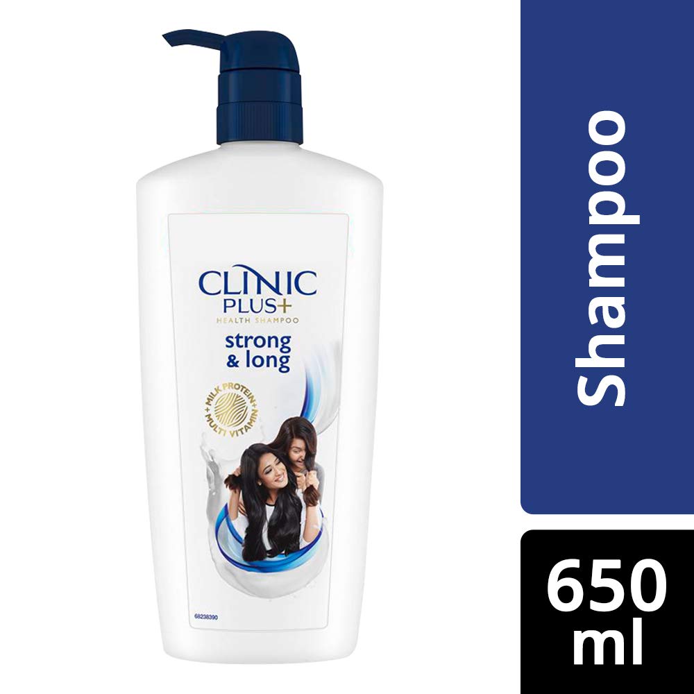 POND'S Clinic Plus Strong & Long Health Shampoo with Milk Protein & Multivitamin - 650ml | Hair Growth & Repair for Men & Women | Daily Use for Healthy, Shiny Hair