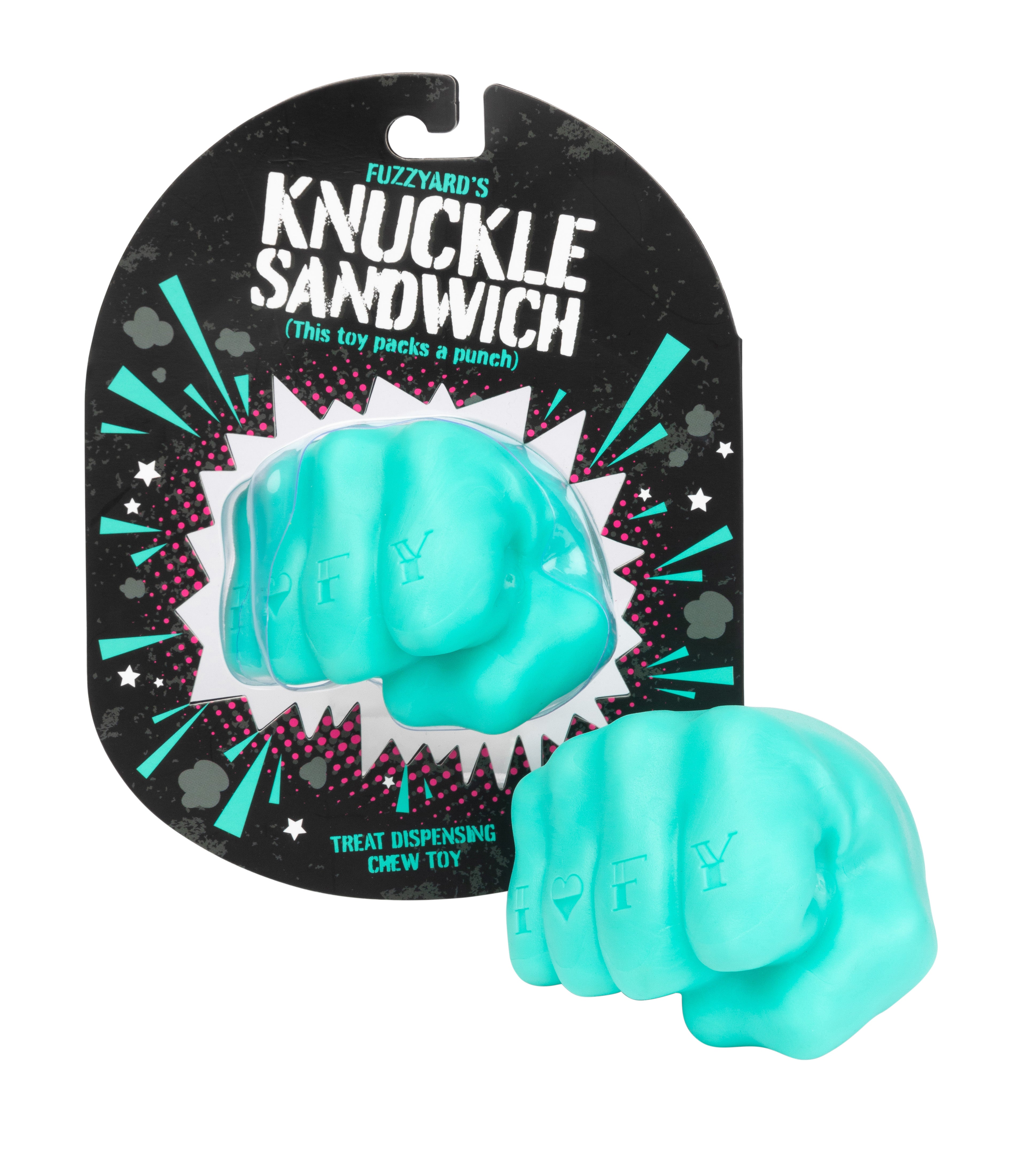 Fuzzyard Interactive Dog Chew Toy with Treat Dispenser - Knuckle Sandwich Design for Boredom Relief & Dental Health | Perfect for Training, Playtime & Anxiety Relief