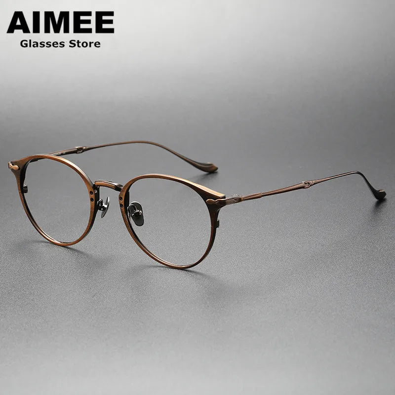 Aimee Unisex Full Rim Oval Round Titanium Eyeglasses Frame 3112 - Lightweight & Durable Eyewear for Work, Reading & Fashion