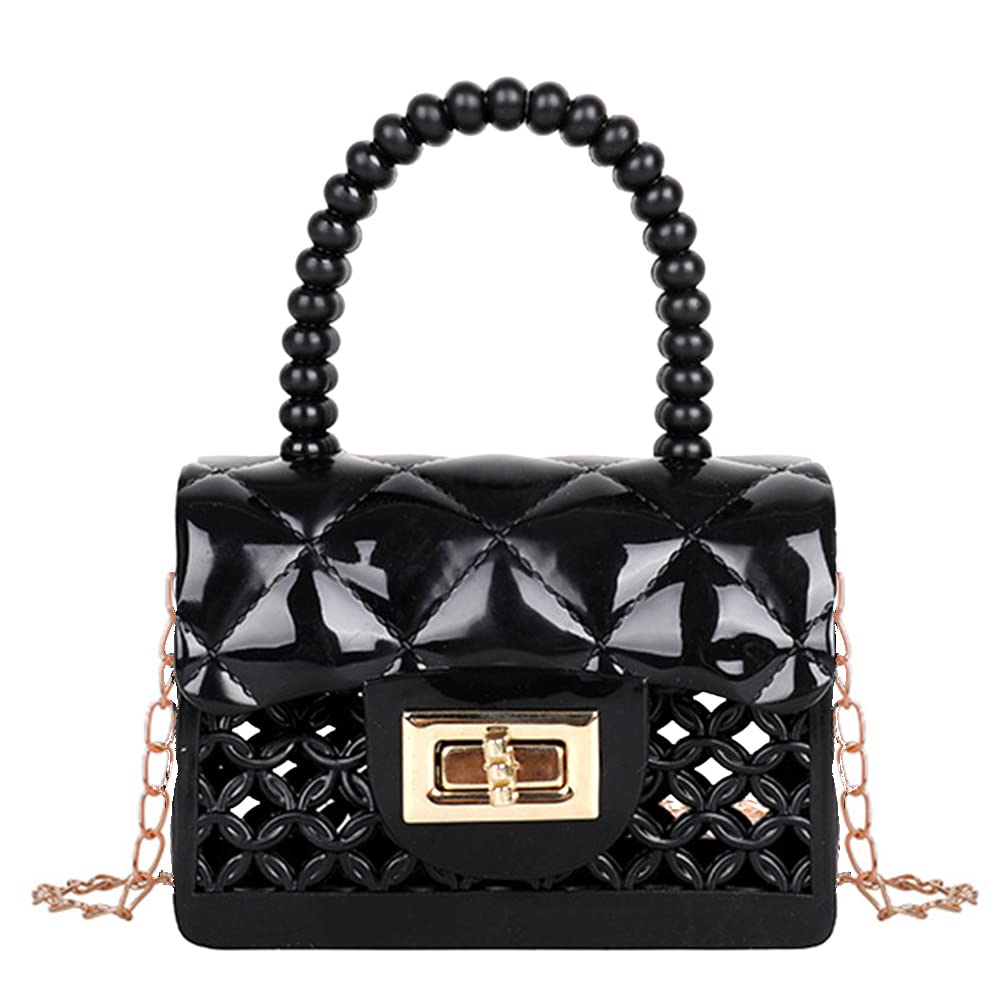 **Little Girl's Silicone Handbag - Cute Hollow Out Candy Purse for Toddlers, Shoulder Bag & Crossbody Wallet for Kids (Black) - Perfect for Parties, School & Playdates**