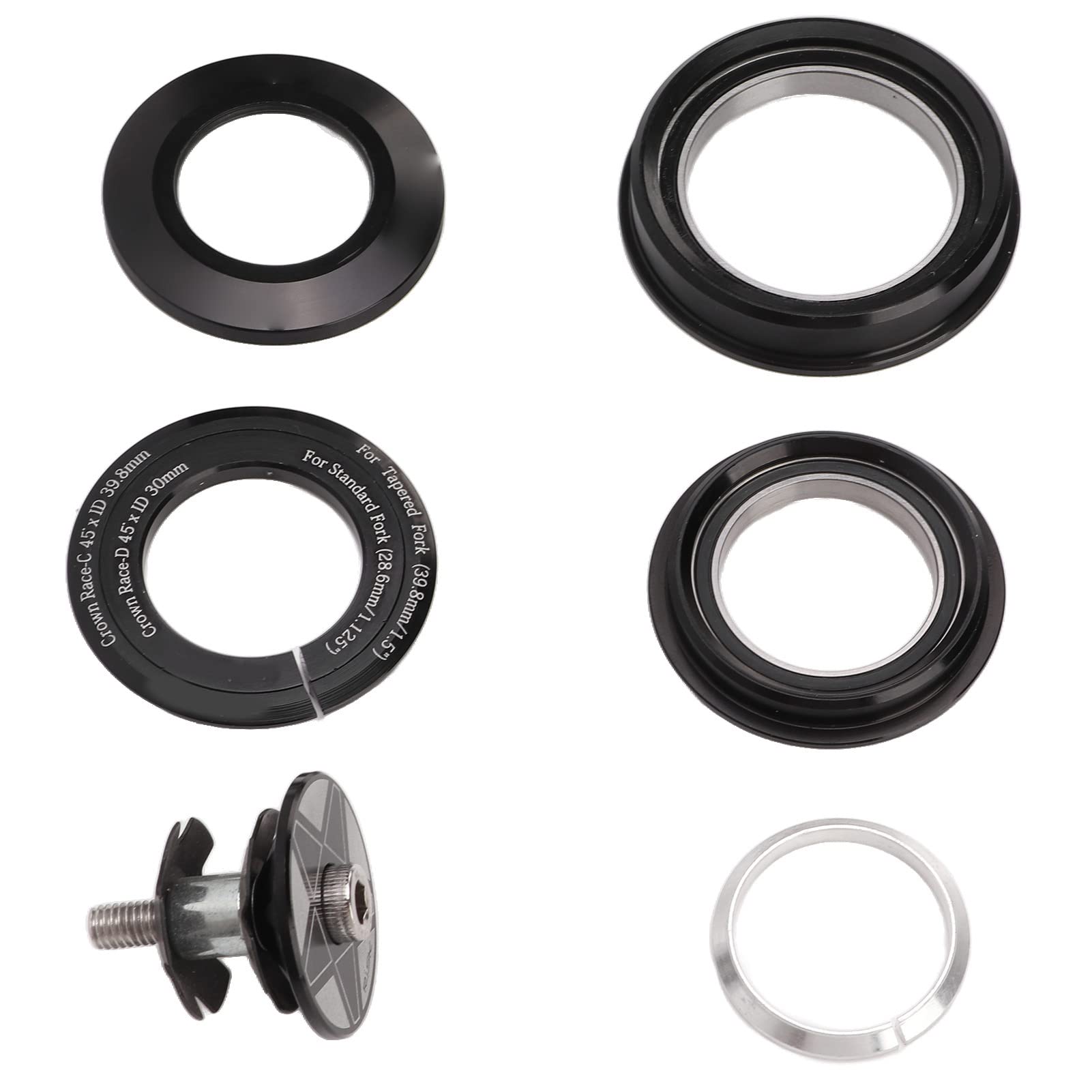 Premium Anodized Aluminum Waterproof Headset - Double Bearing, Oil Sealed for 44-56mm Tapered/Straight Tubes - Ideal for Mountain Biking, Road Cycling & Commuting