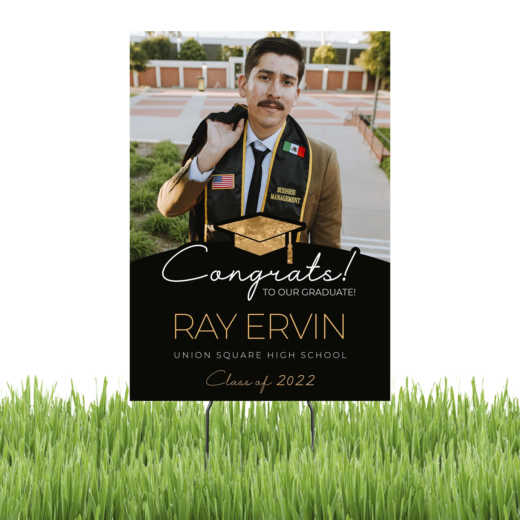 12x17 Personalized Graduation Yard Sign with Metal Stakes - Custom Graduation Gift for High School, College, Middle & Elementary School - Class of 2022 (Design 5) - Perfect for Outdoor Lawn Decor & Graduation Party Celebrations