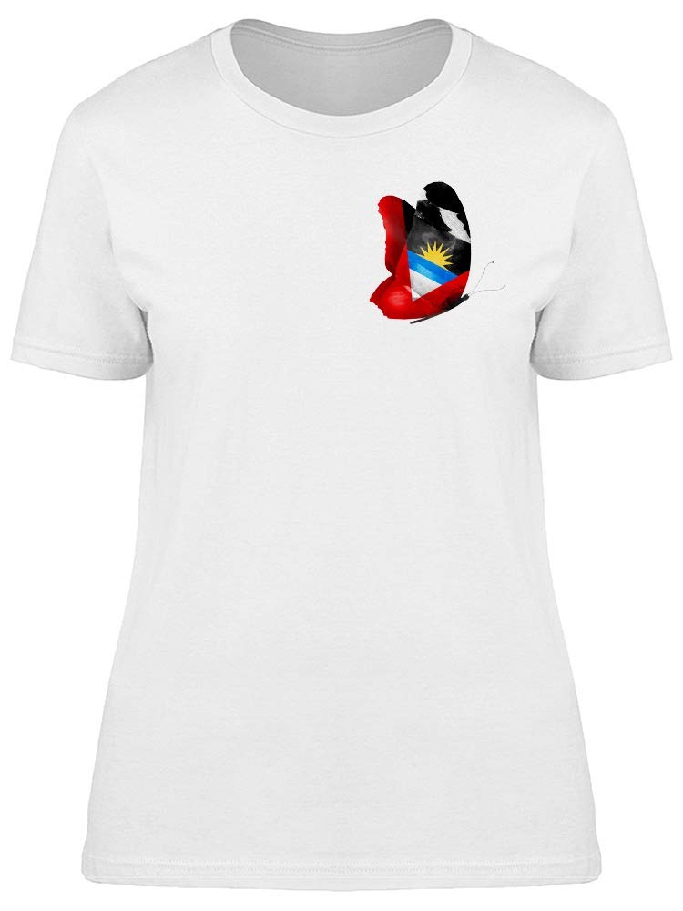Antigua & Barbuda Butterfly Flag T-Shirt for Women - Stylish & Comfortable Casual Wear for Travel, Beach & Summer Outfits